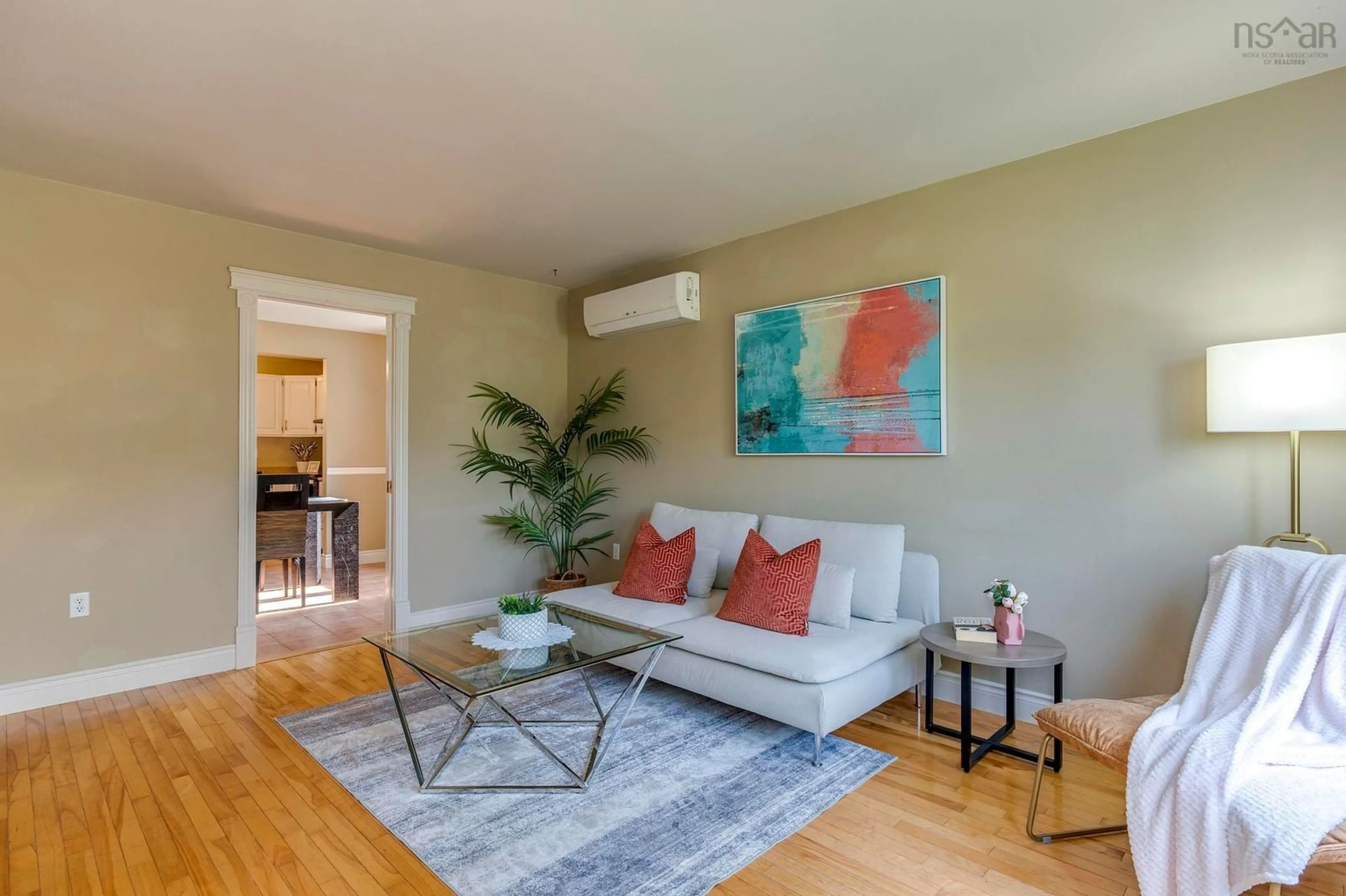 Living room with furniture, wood/laminate floor for 18 Anahid Crt, Bedford Nova Scotia B4A 3X2