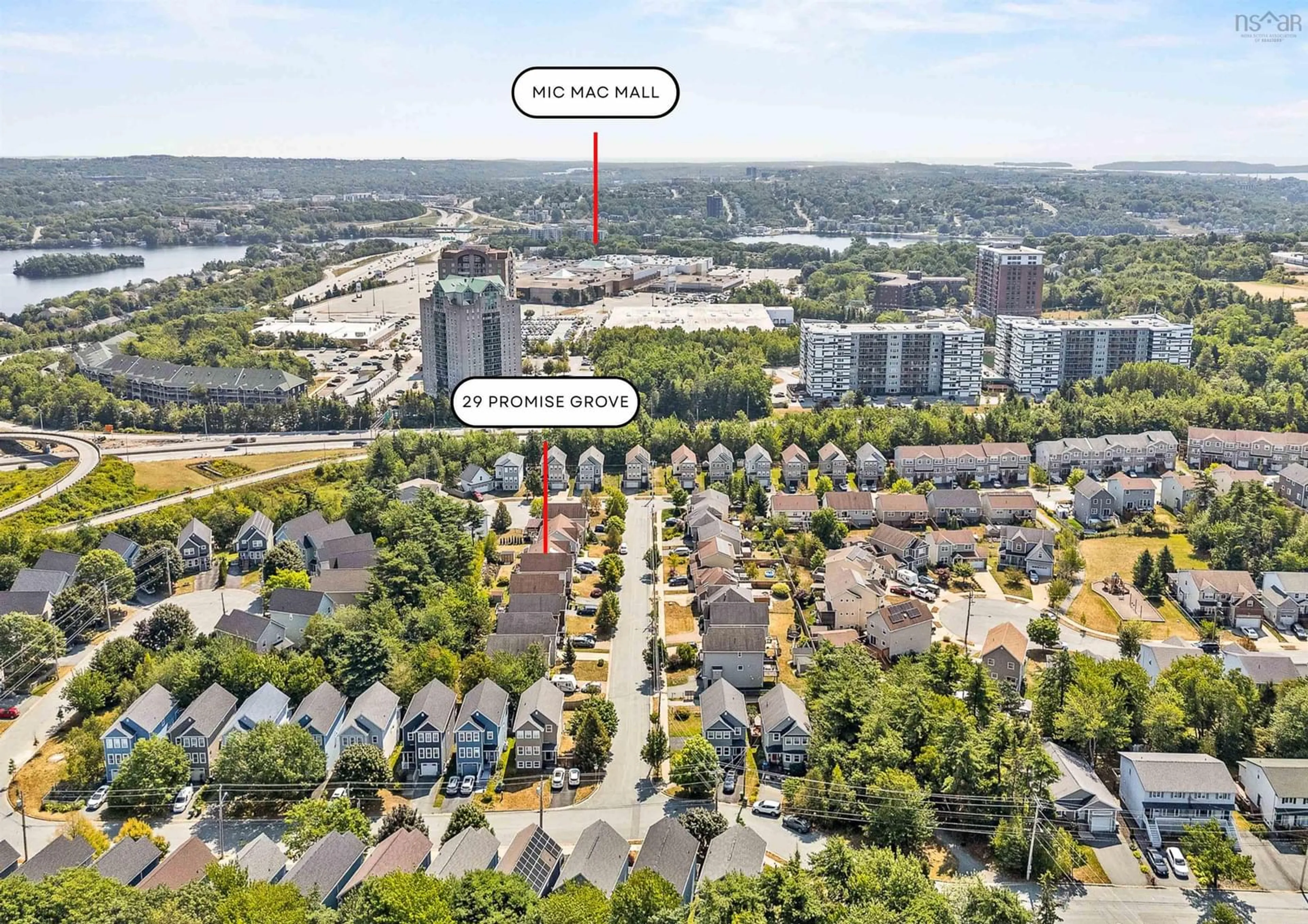 A pic from outside/outdoor area/front of a property/back of a property/a pic from drone, city buildings view from balcony for 29 Promise Grove, Dartmouth Nova Scotia B3A 0B5