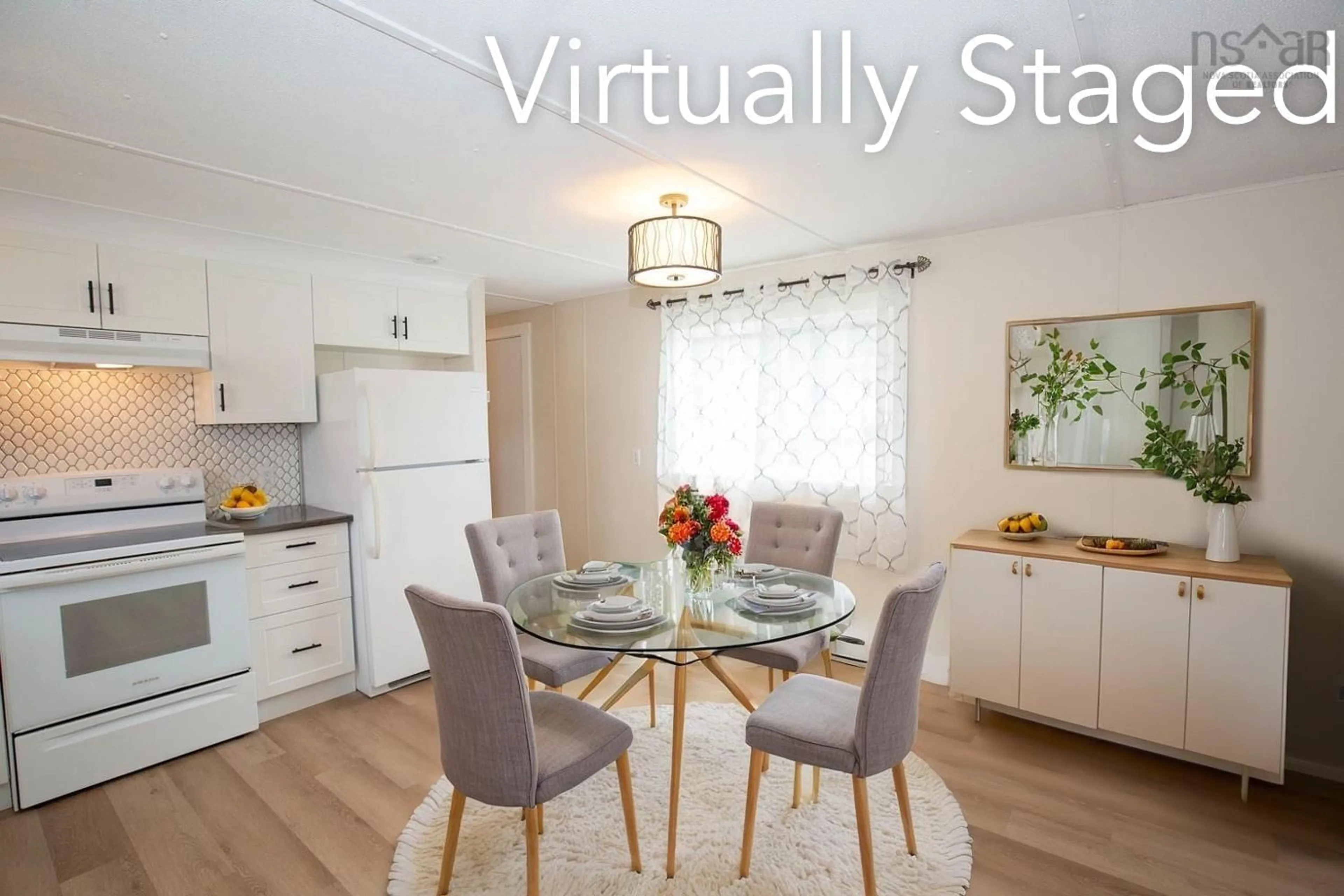 Open concept kitchen, wood/laminate floor for 21 College Crt, Bible Hill Nova Scotia B2N 6P3