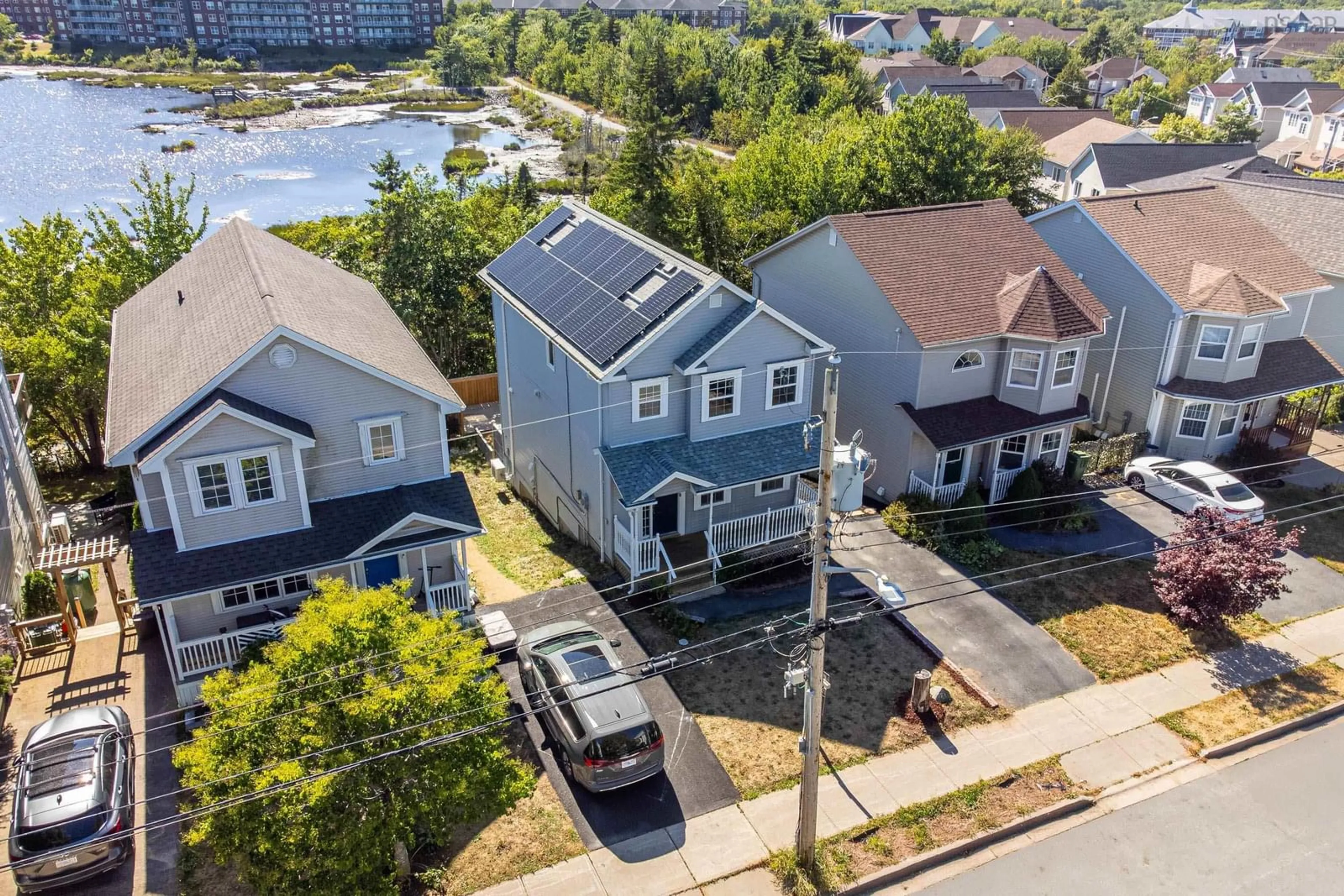 A pic from outside/outdoor area/front of a property/back of a property/a pic from drone, water/lake/river/ocean view for 73 Red Fern Terr, Halifax Nova Scotia B3S 1K8