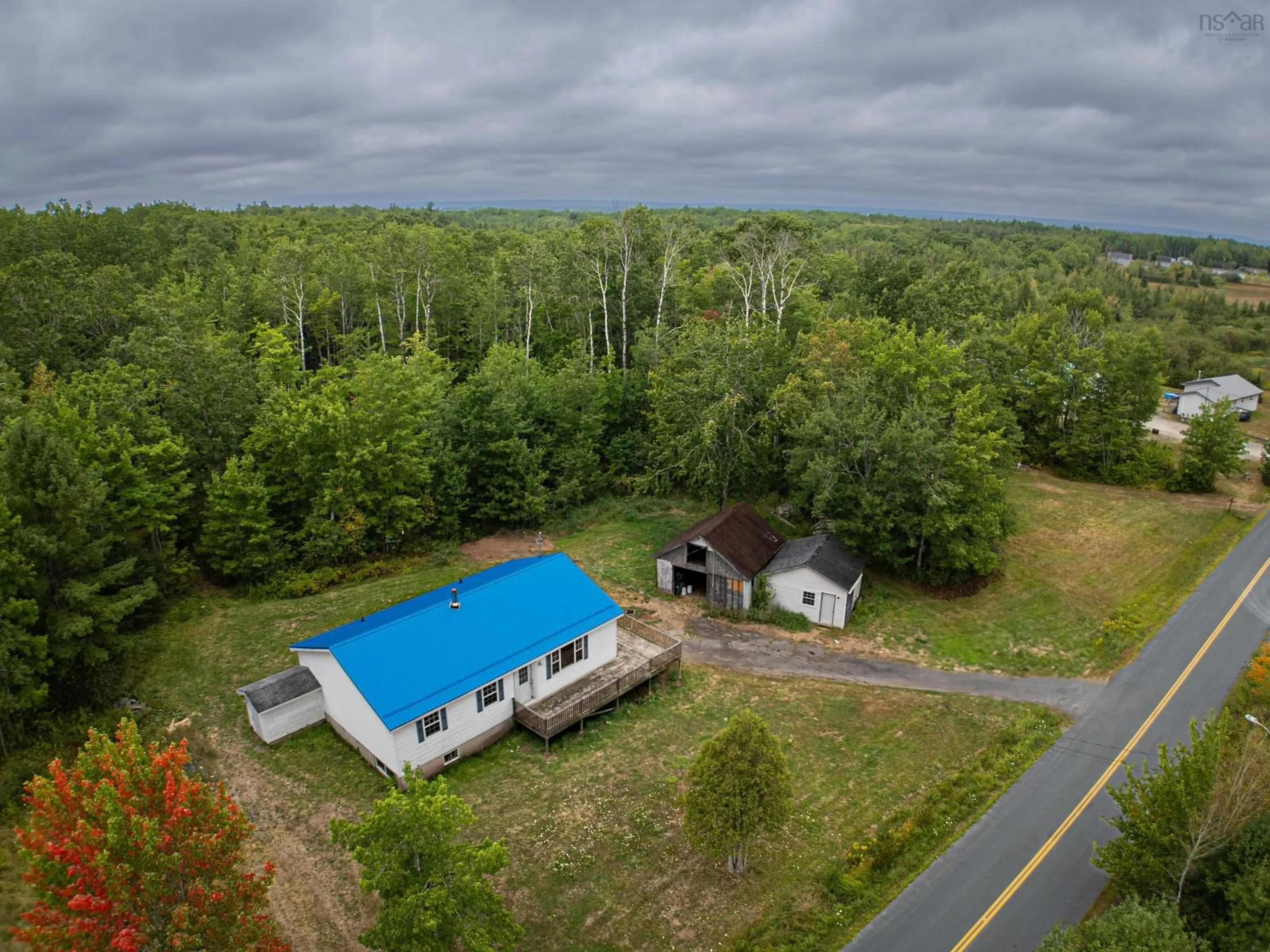 A pic from outside/outdoor area/front of a property/back of a property/a pic from drone, forest/trees view for 230 Logan Rd, Dutch Settlement Nova Scotia B2S 2E7