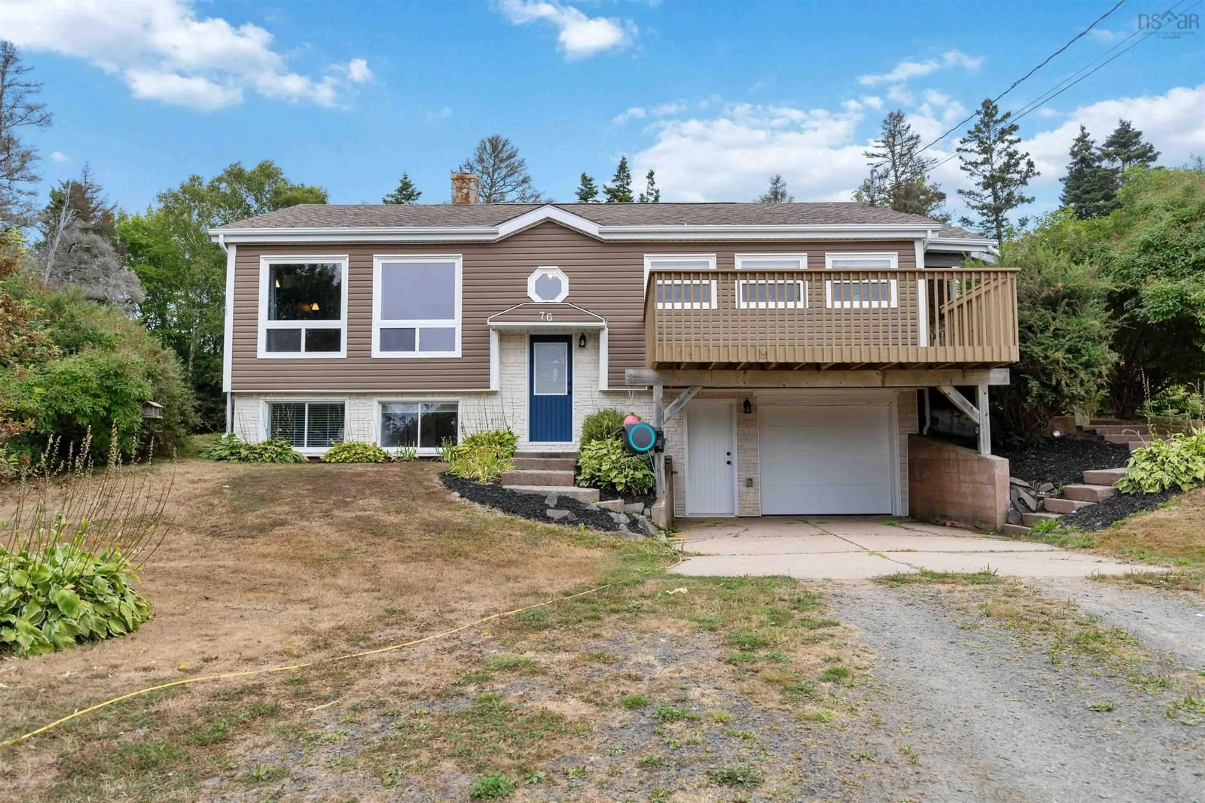 Home with vinyl exterior material, street for 76 Marsh Rd, Brighton Nova Scotia B0V 1A0