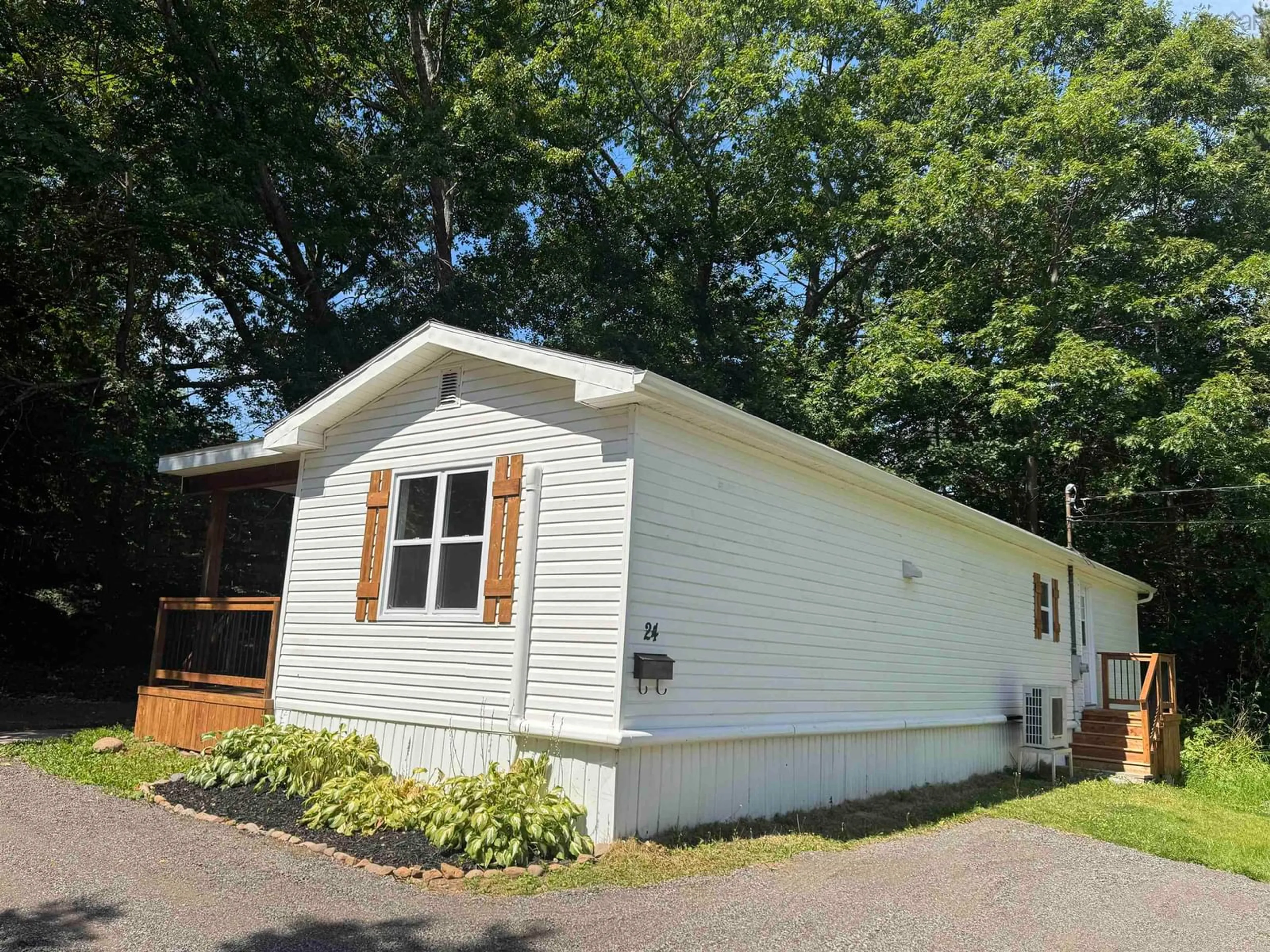Home with vinyl exterior material, street for 24 Frontier Dr, New Minas Nova Scotia B4N 3S7