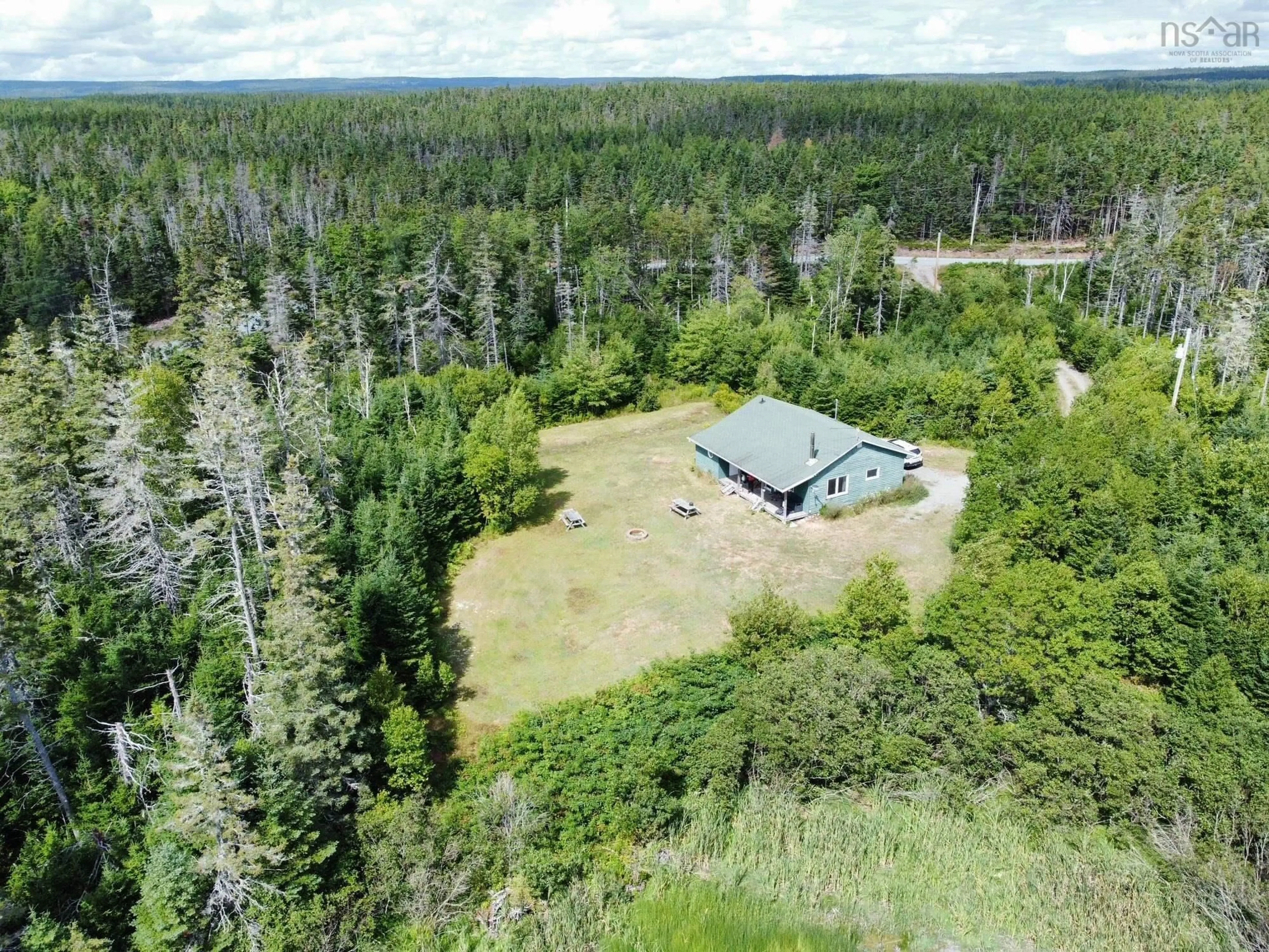 A pic from outside/outdoor area/front of a property/back of a property/a pic from drone, forest/trees view for 311 Richards Pond Rd, River Bourgeois Nova Scotia B0E 2X0