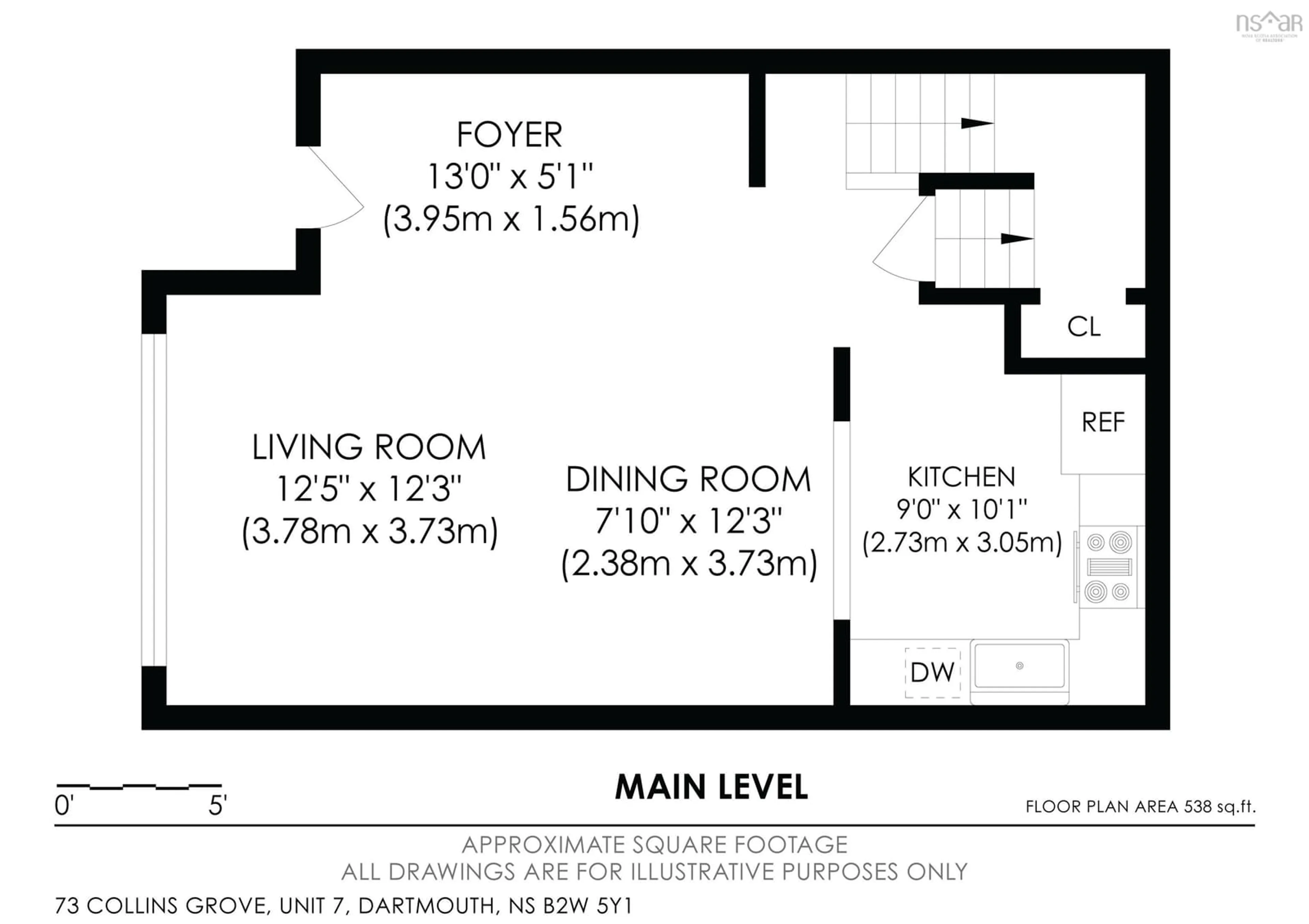 Floor plan for 7 73 Collins Grove, Dartmouth Nova Scotia B2W 4G3