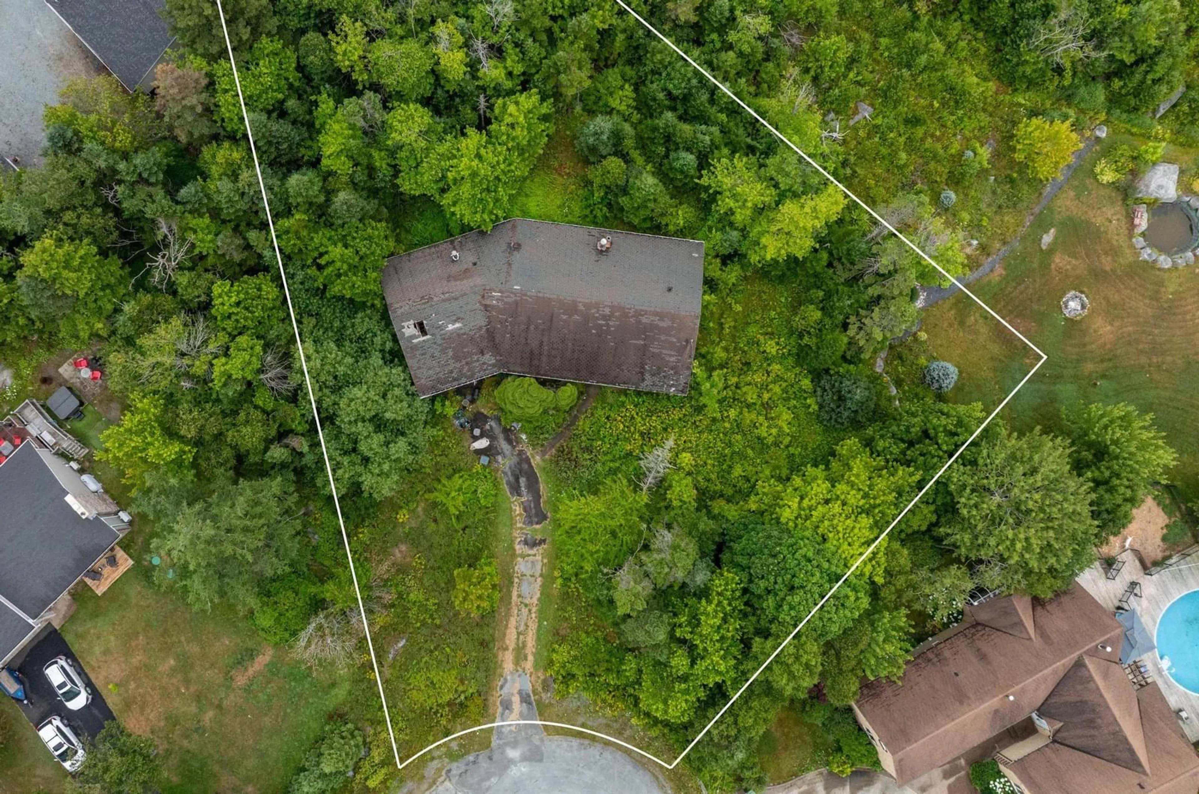 A pic from outside/outdoor area/front of a property/back of a property/a pic from drone, forest/trees view for 64 Francie Dr, Williamswood Nova Scotia B3V 1C1