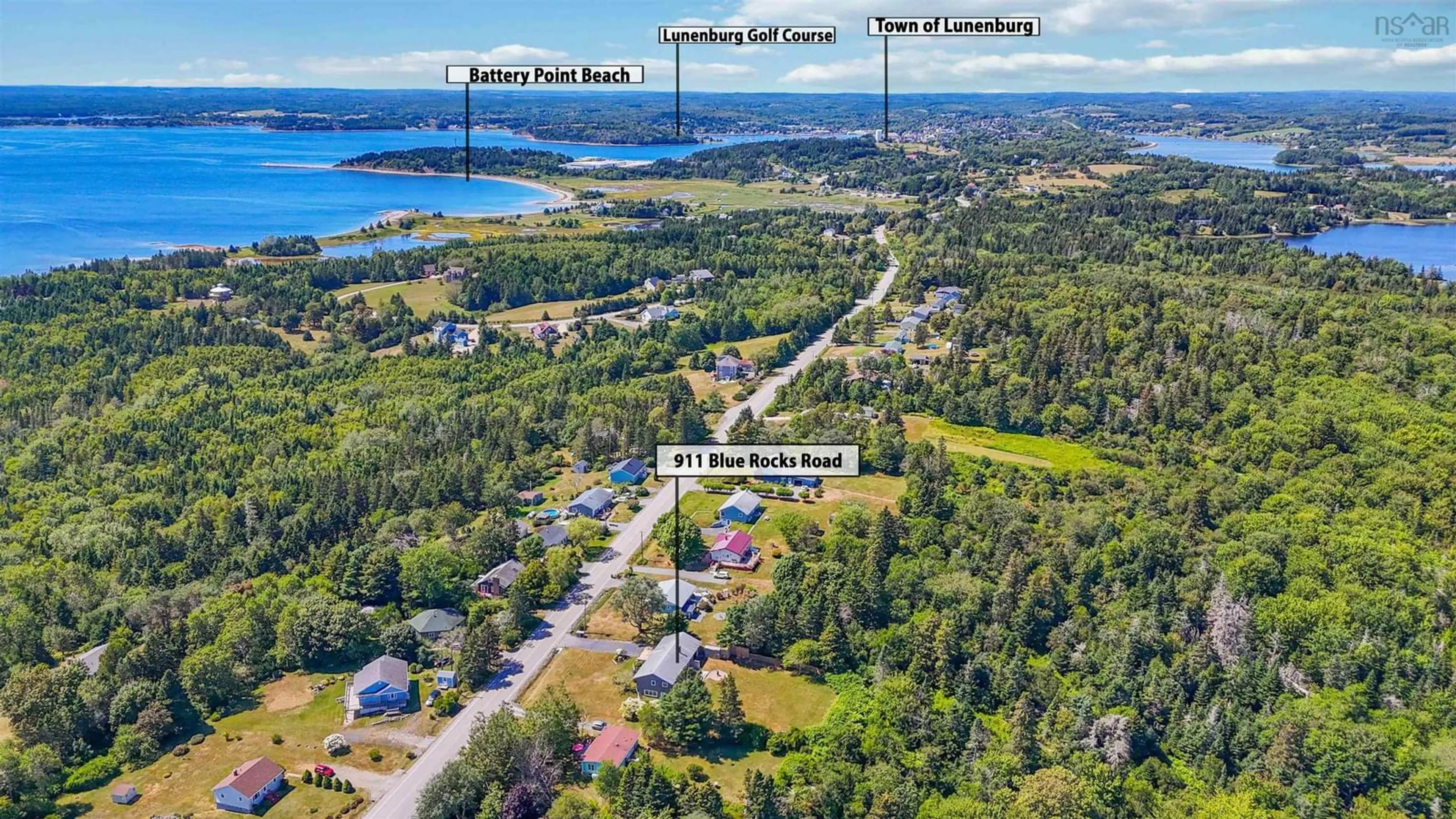 A pic from outside/outdoor area/front of a property/back of a property/a pic from drone, water/lake/river/ocean view for 911 Blue Rocks Rd, Garden Lots Nova Scotia B0J 2C0