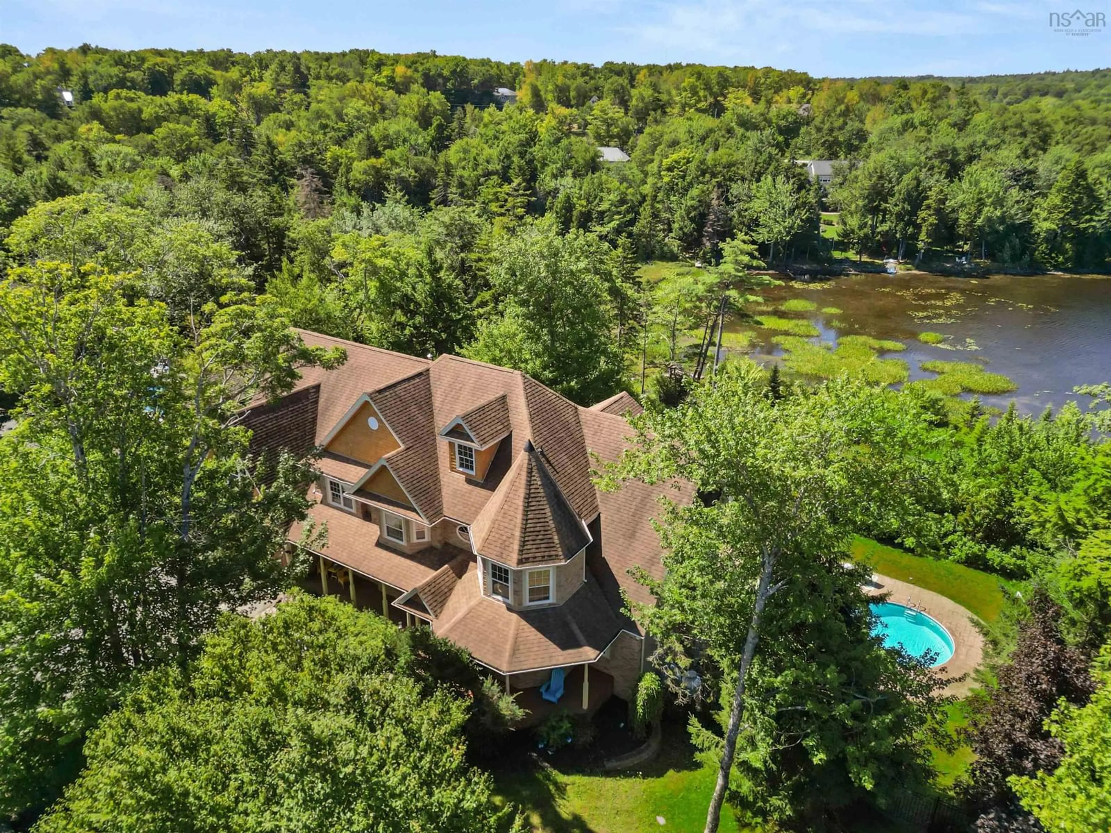 A pic from outside/outdoor area/front of a property/back of a property/a pic from drone, water/lake/river/ocean view for 144 Thompson Run, Hammonds Plains Nova Scotia B4B 1T7