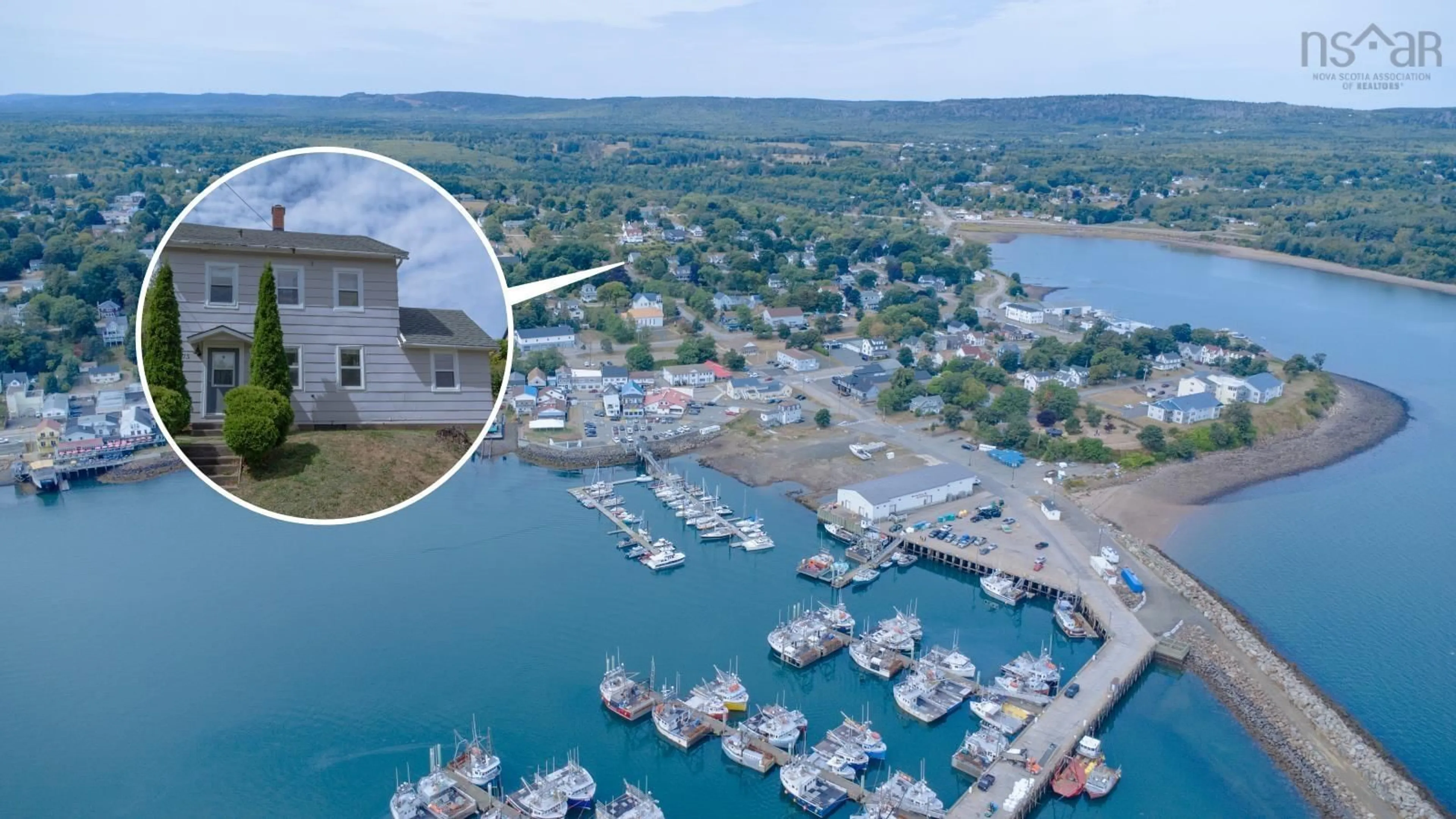 A pic from outside/outdoor area/front of a property/back of a property/a pic from drone, water/lake/river/ocean view for 175 Second Ave, Digby Nova Scotia B0V 1A0