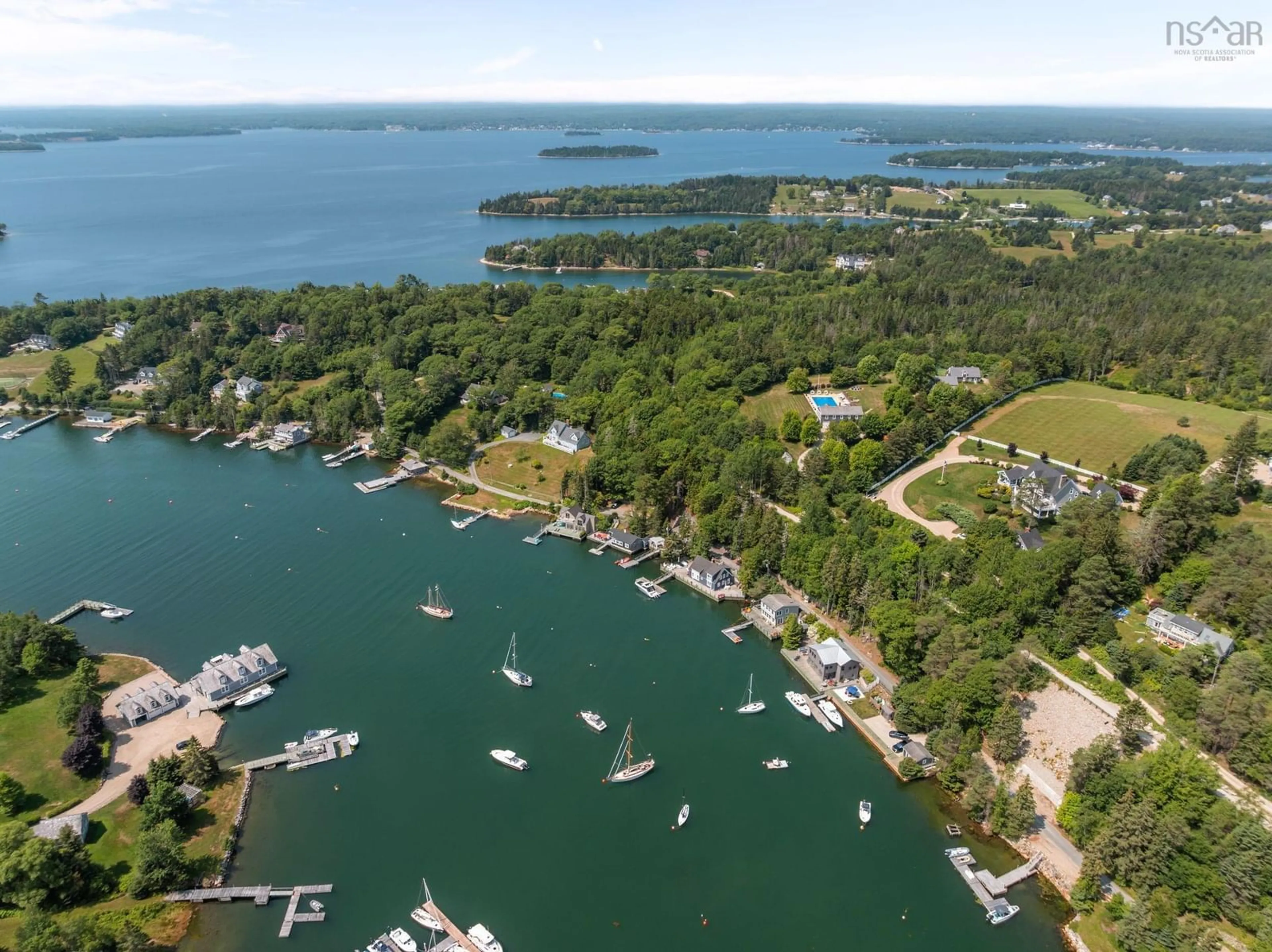 A pic from outside/outdoor area/front of a property/back of a property/a pic from drone, water/lake/river/ocean view for 100 Walker Cut, Chester Nova Scotia B0J 1J0