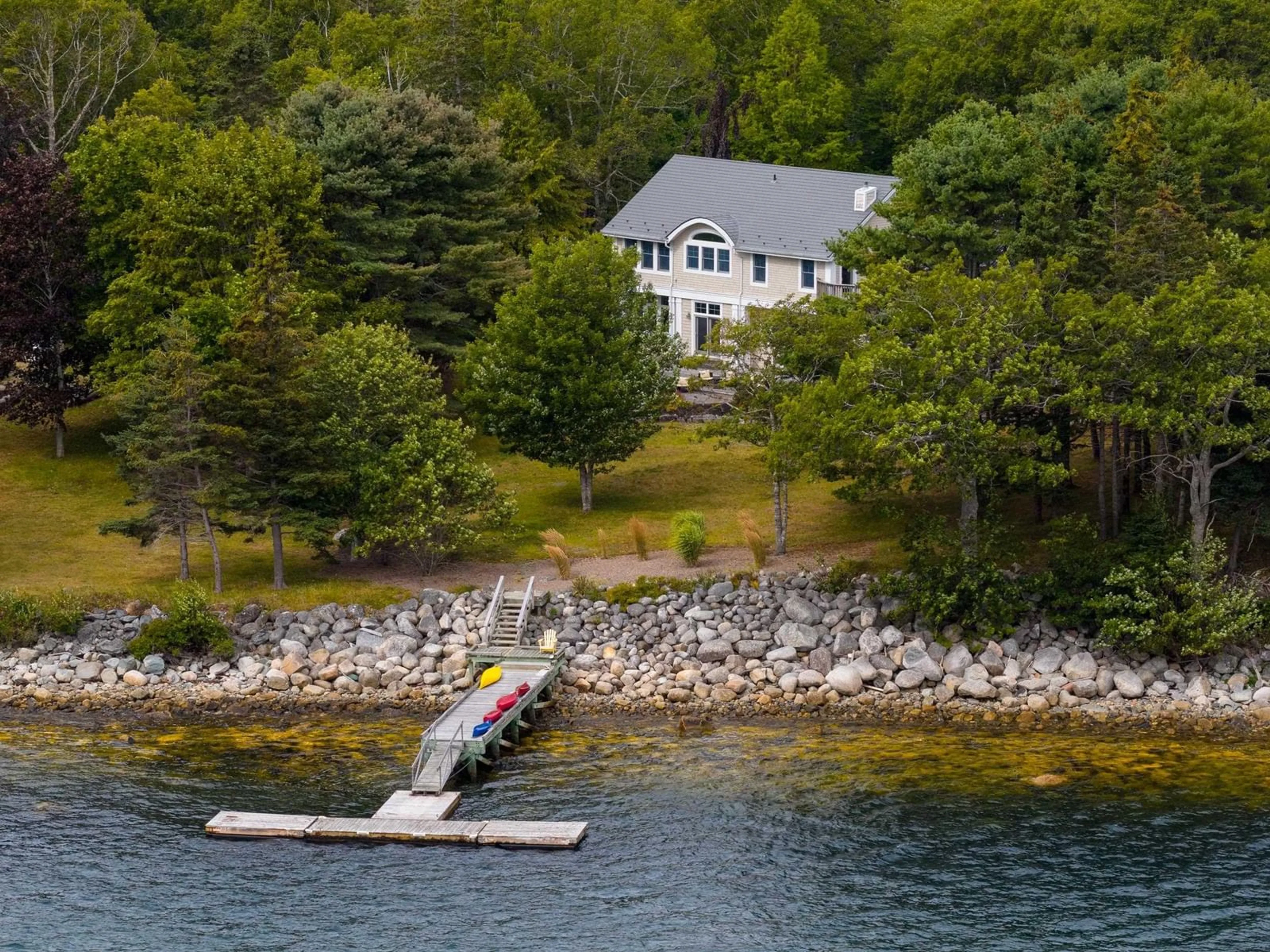 A pic from outside/outdoor area/front of a property/back of a property/a pic from drone, water/lake/river/ocean view for 217 Borgalds Dr, Chester Basin Nova Scotia B0J 1K0