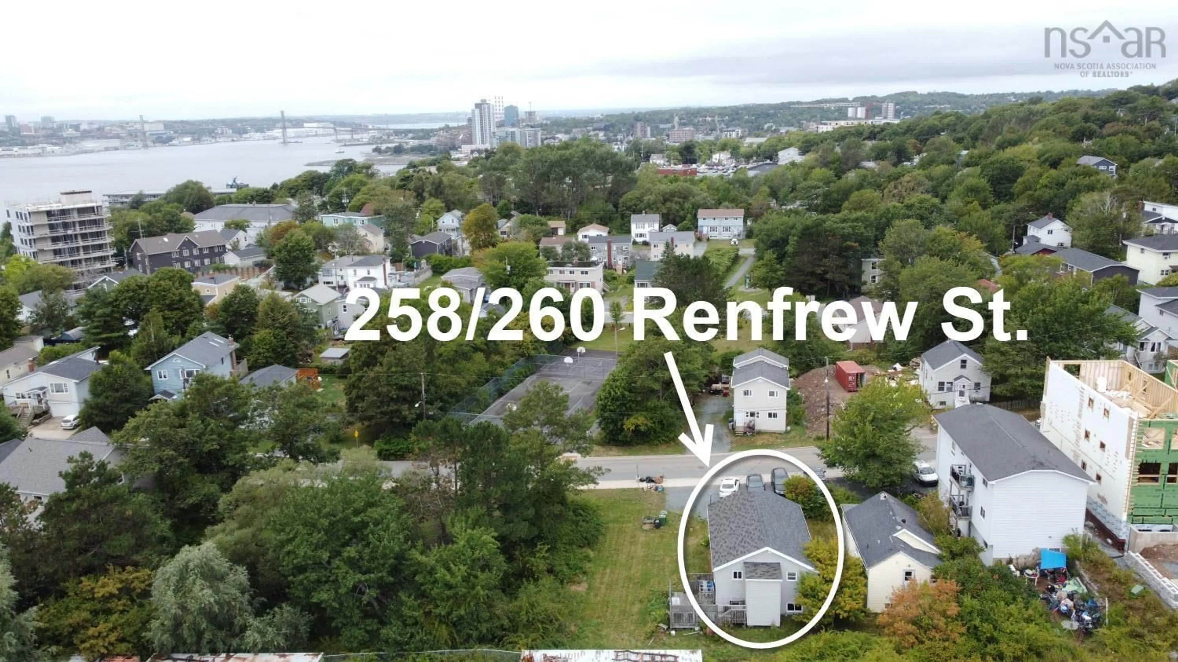 A pic from outside/outdoor area/front of a property/back of a property/a pic from drone, water/lake/river/ocean view for 258/260 Renfrew St, Dartmouth Nova Scotia B2Y 2M5