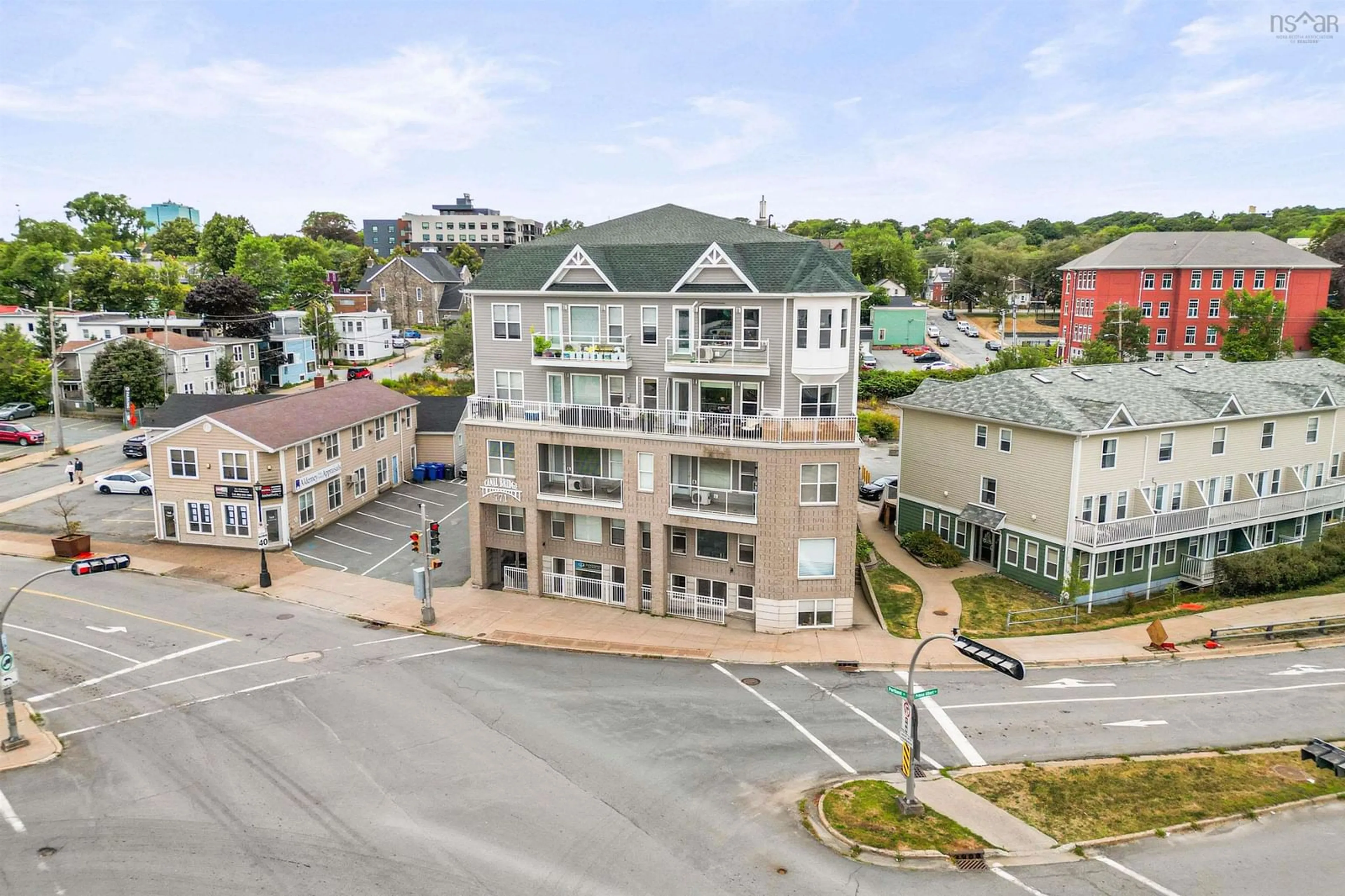 A pic from outside/outdoor area/front of a property/back of a property/a pic from drone, city buildings view from balcony for 306-171 Portland St, Dartmouth Nova Scotia B2Y 4X2