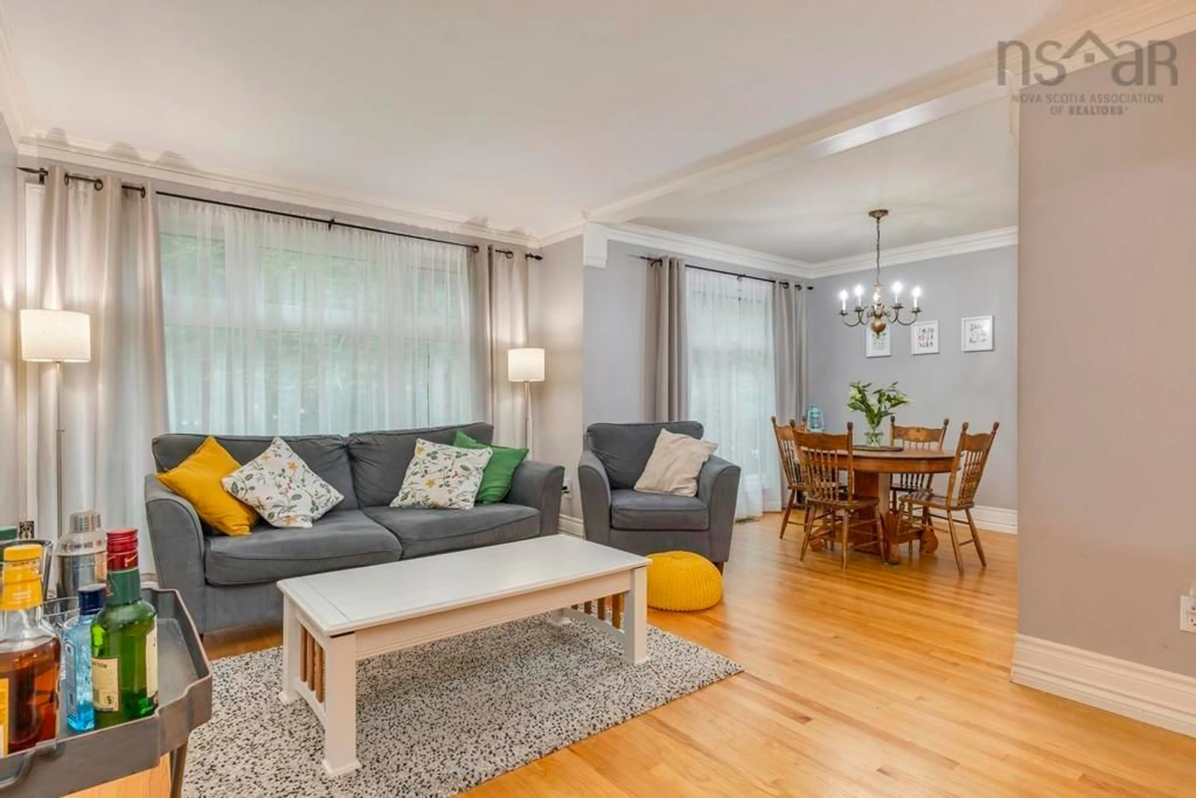 Living room with furniture, wood/laminate floor for 30 Garden Court Terr, Dartmouth Nova Scotia B3A 3S6