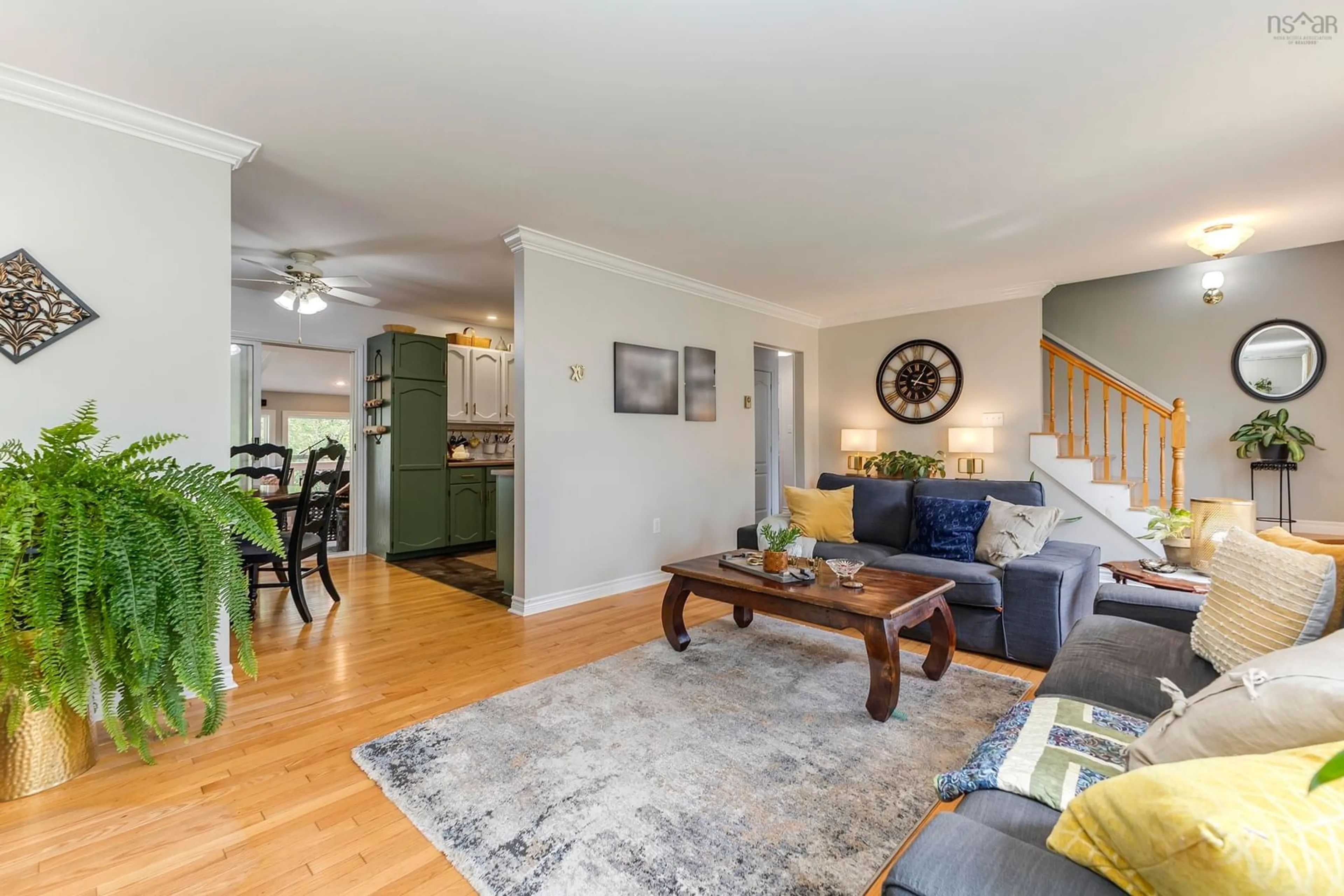 Living room with furniture, wood/laminate floor for 102 Juniper Street, Stellarton Nova Scotia B0K 1S0