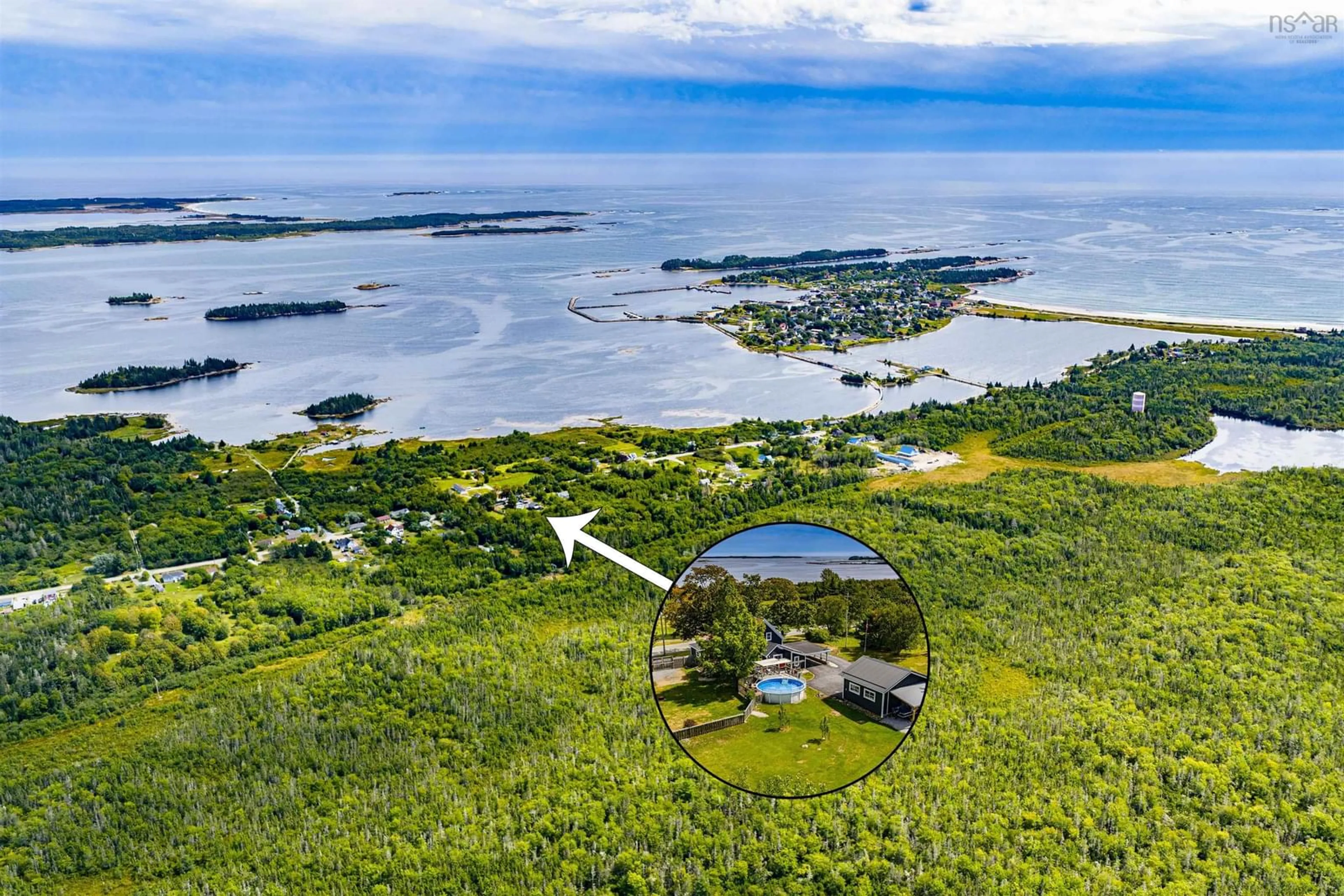 A pic from outside/outdoor area/front of a property/back of a property/a pic from drone, water/lake/river/ocean view for 327 Brighton Rd, Lockeport Nova Scotia B0T 1L0