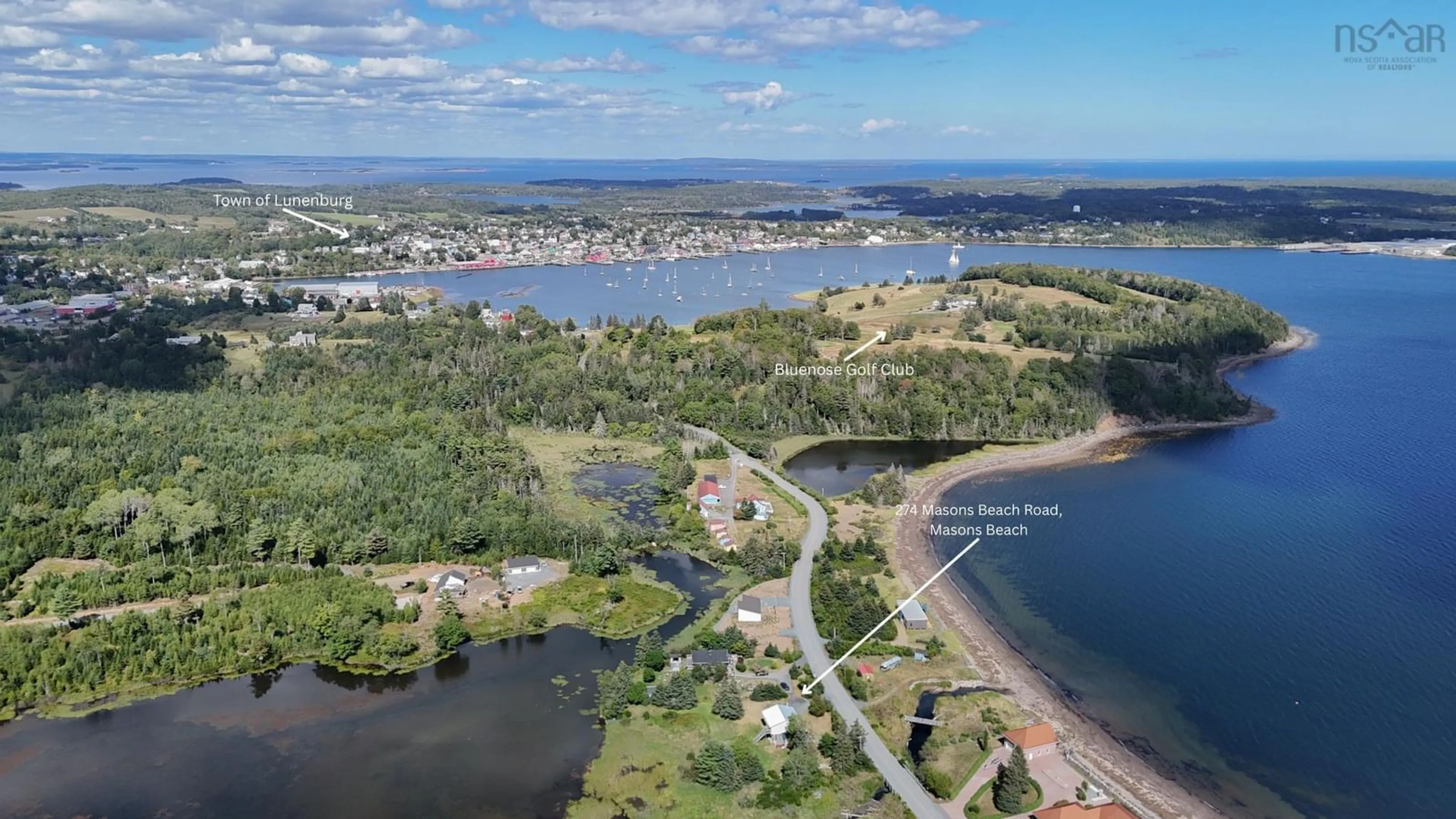 A pic from outside/outdoor area/front of a property/back of a property/a pic from drone, water/lake/river/ocean view for 274 Masons Beach Rd, Masons Beach Nova Scotia B0J 2C0