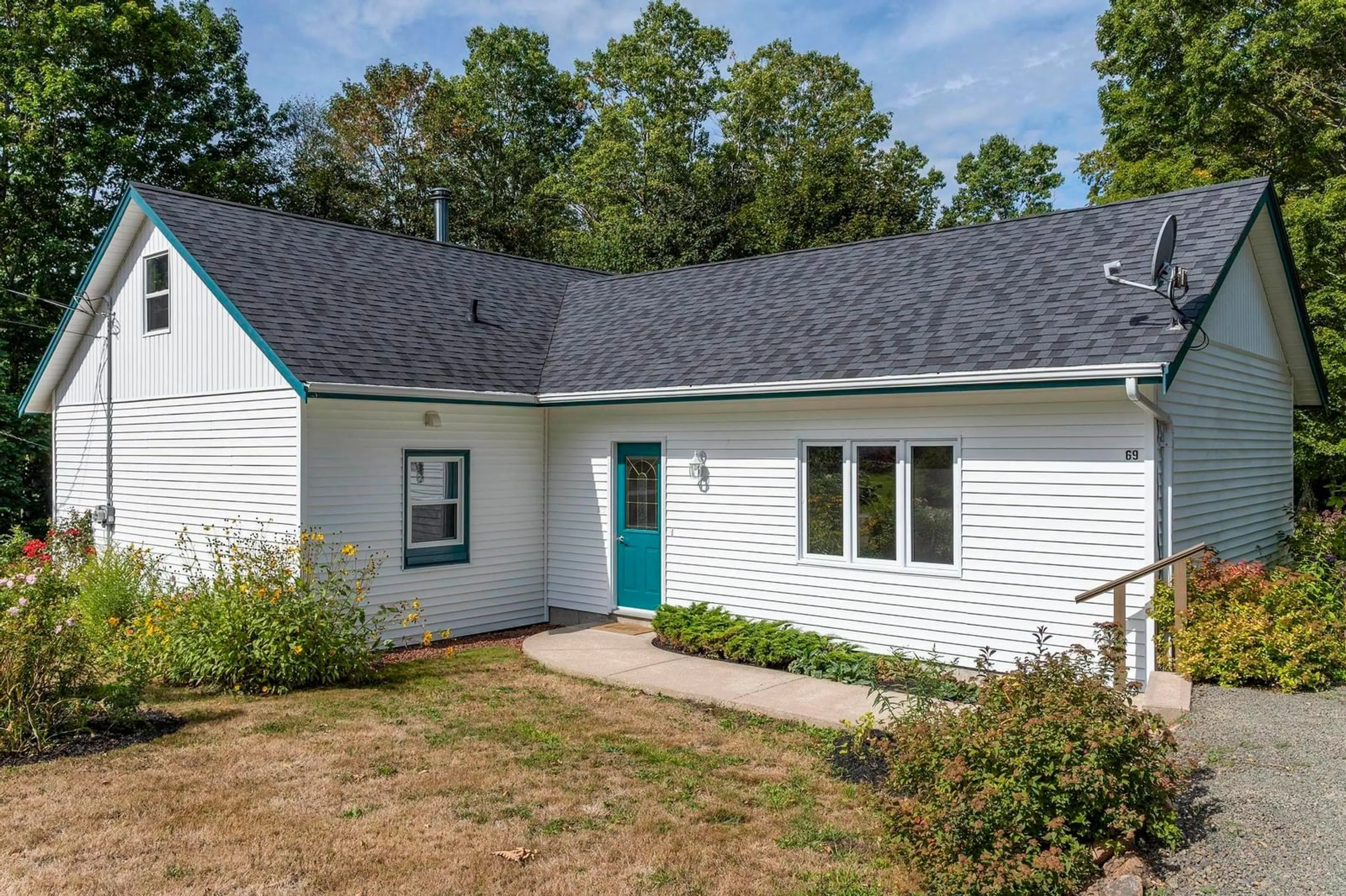 Home with vinyl exterior material, street for 69 Old Post Rd, Clementsport Nova Scotia B0S 1E0