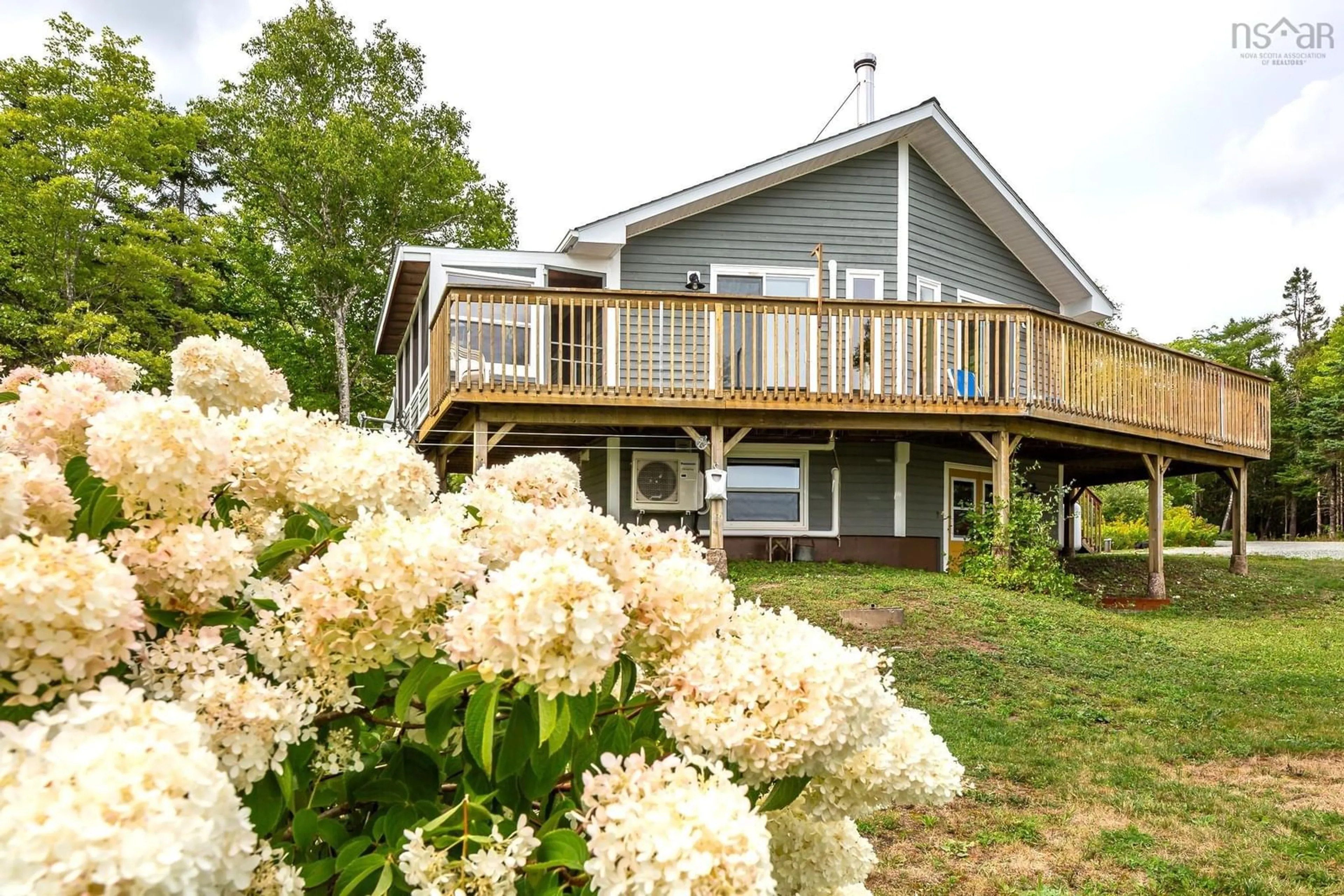 Patio, water/lake/river/ocean view for 44 Trout Lake Dr, Grande Anse Nova Scotia B0E 1V0