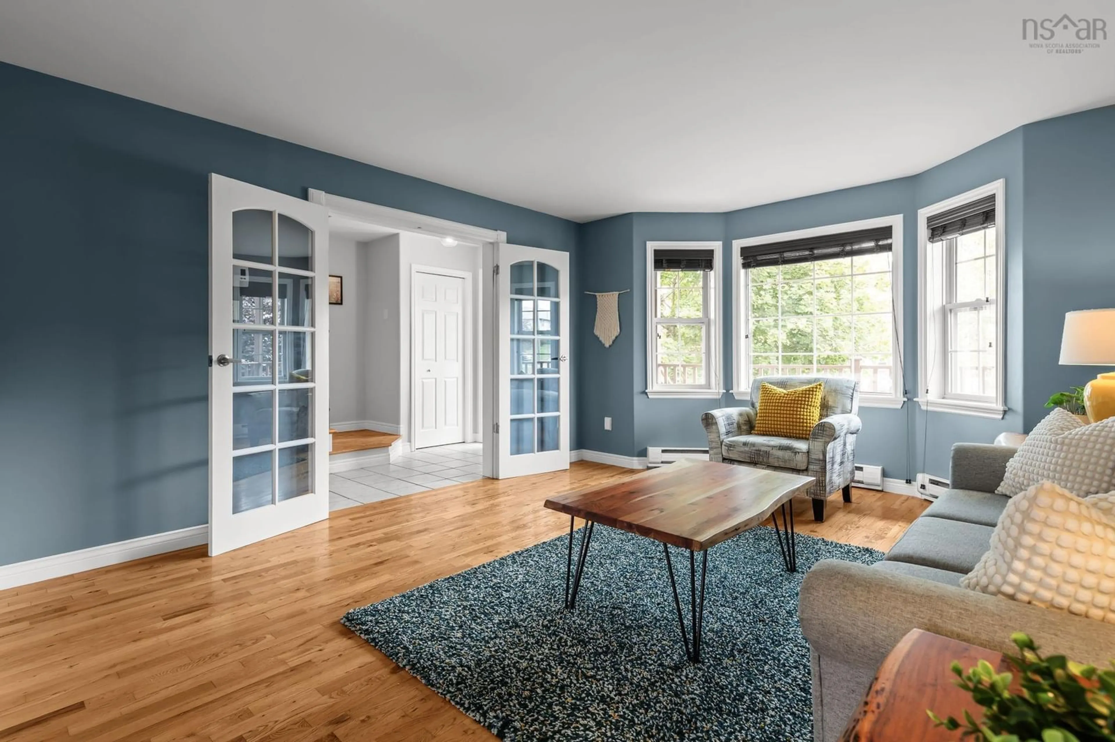 Living room with furniture, wood/laminate floor for 30 Quindora Cres, Dartmouth Nova Scotia B2W 6G3