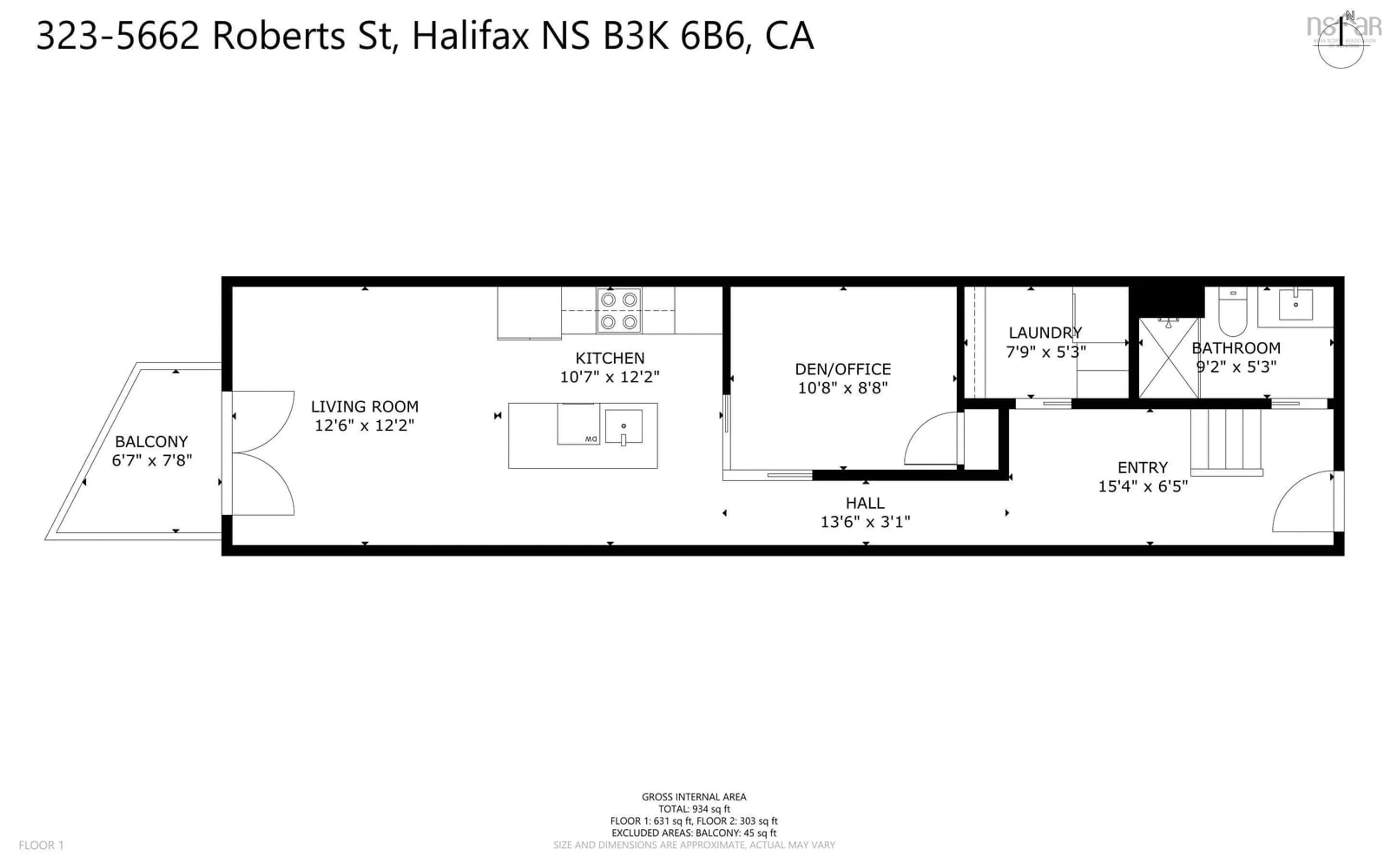 Floor plan for 5662 Roberts St #323, Halifax Nova Scotia B3K 0E3