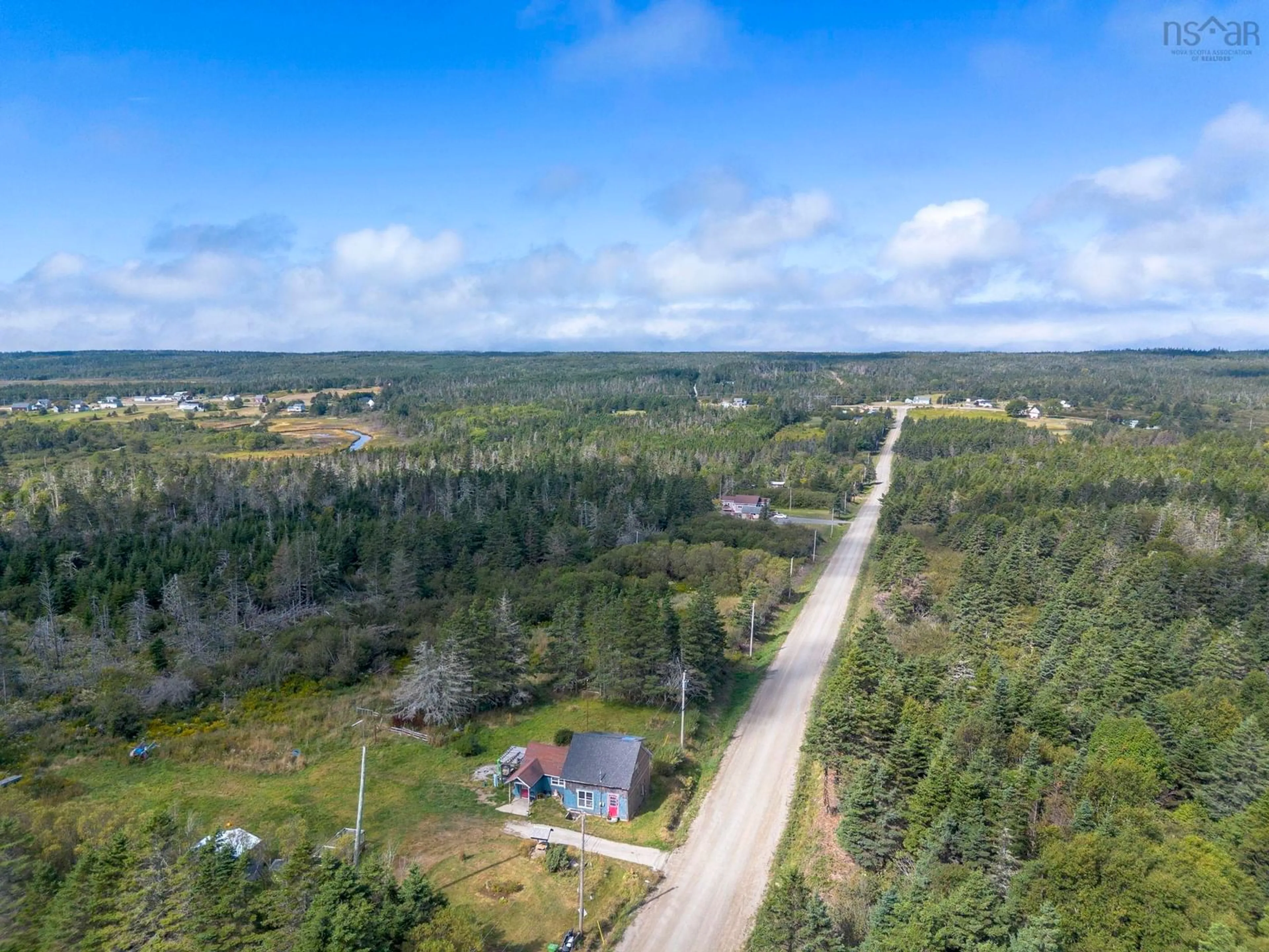 A pic from outside/outdoor area/front of a property/back of a property/a pic from drone, forest/trees view for 567 C Boudreau Rd, Mavillette Nova Scotia B0W 2H0