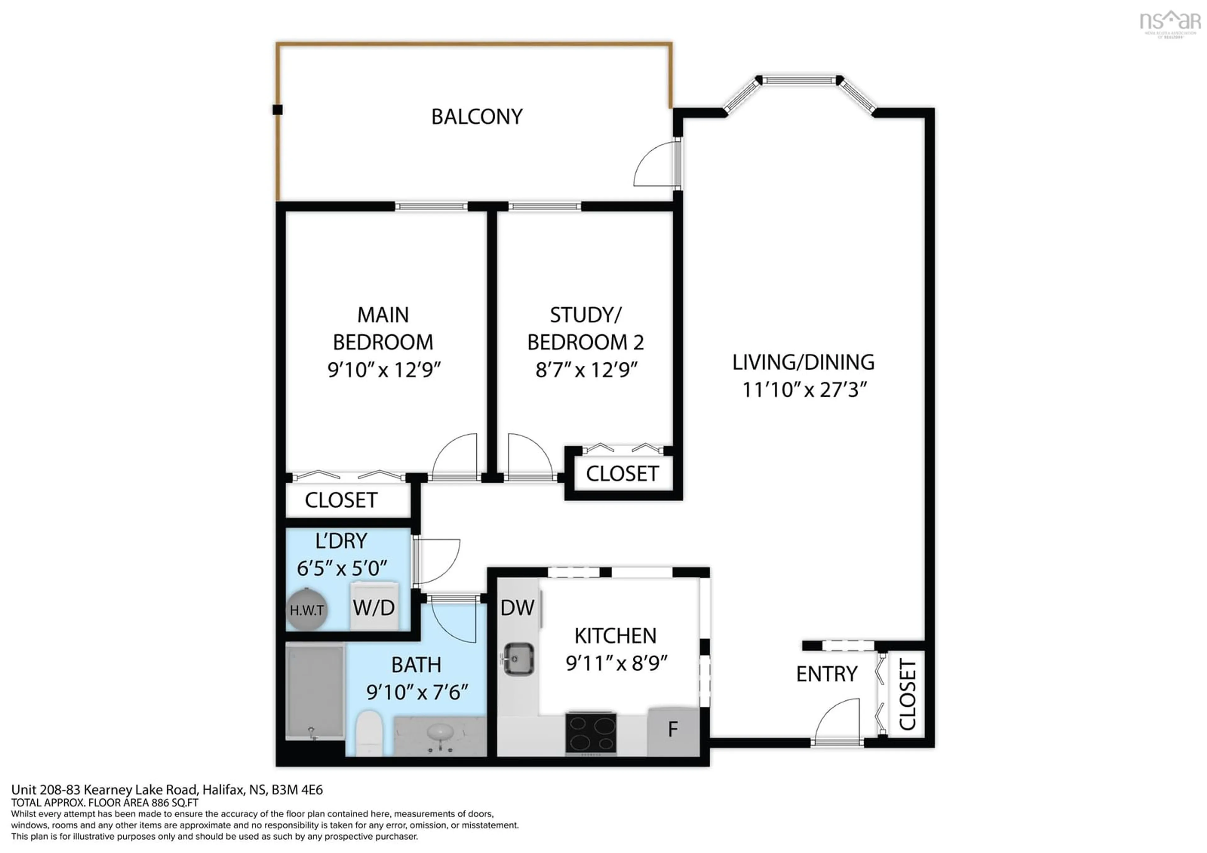 Floor plan for 83 Kearney Lake Rd #208, Halifax Nova Scotia B3M 4E6