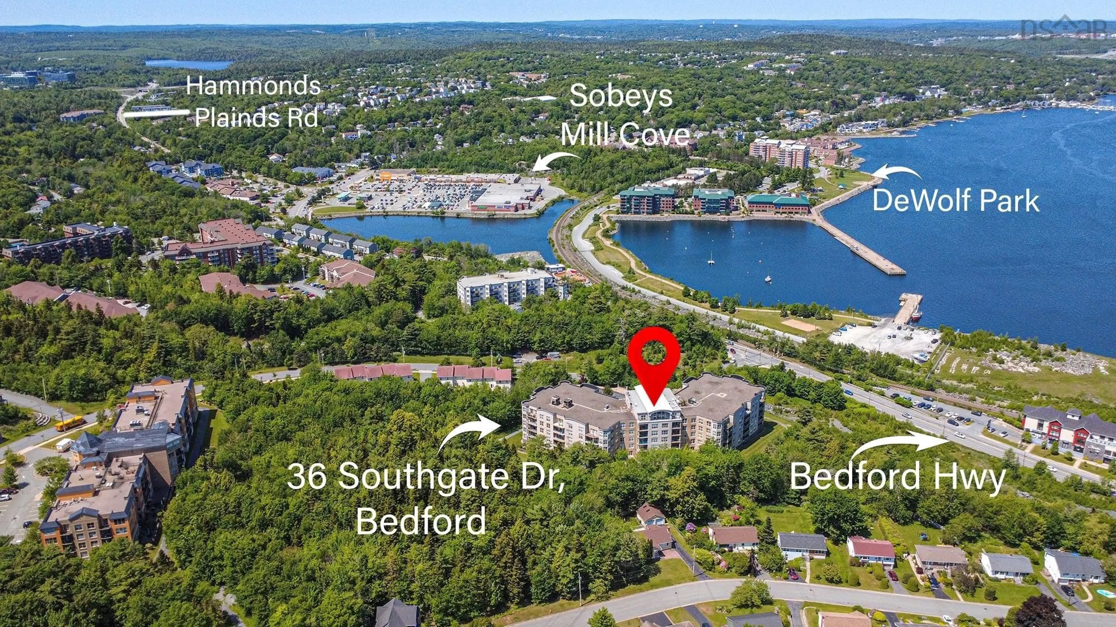 A pic from outside/outdoor area/front of a property/back of a property/a pic from drone, water/lake/river/ocean view for 36 Southgate Dr #416, Bedford Nova Scotia B4A 4M4