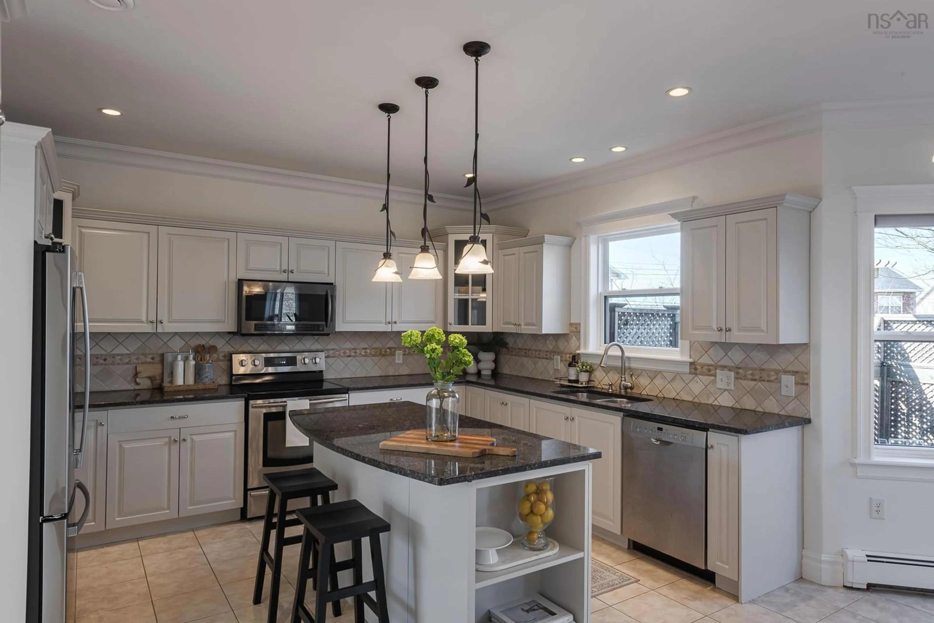 Open concept kitchen, ceramic/tile floor for 48 Castlepark Grove, Clayton Park Nova Scotia B3M 4X9