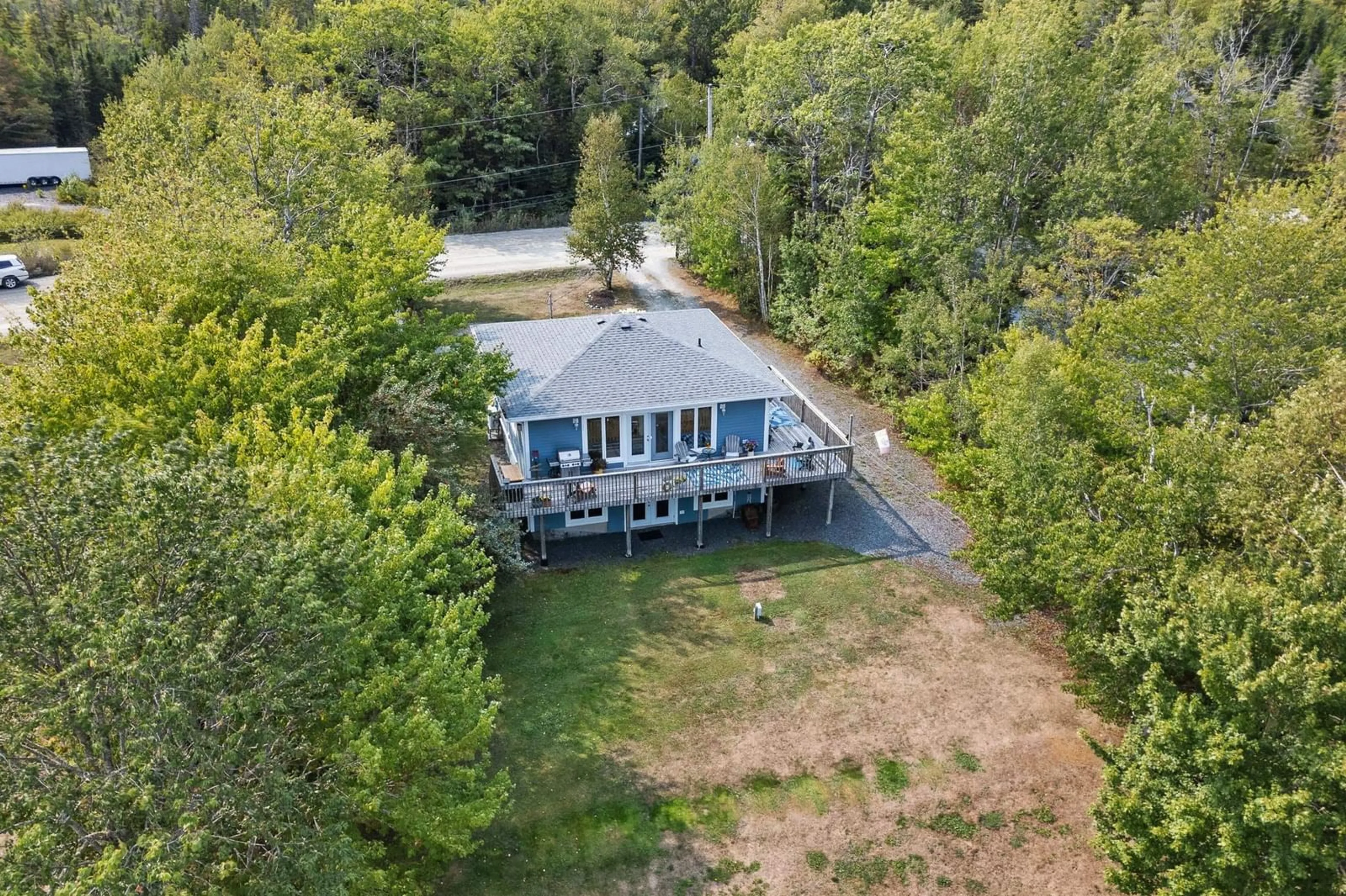 A pic from outside/outdoor area/front of a property/back of a property/a pic from drone, water/lake/river/ocean view for 210 Lakecrest Dr, East Uniacke Nova Scotia B0N 1Z0