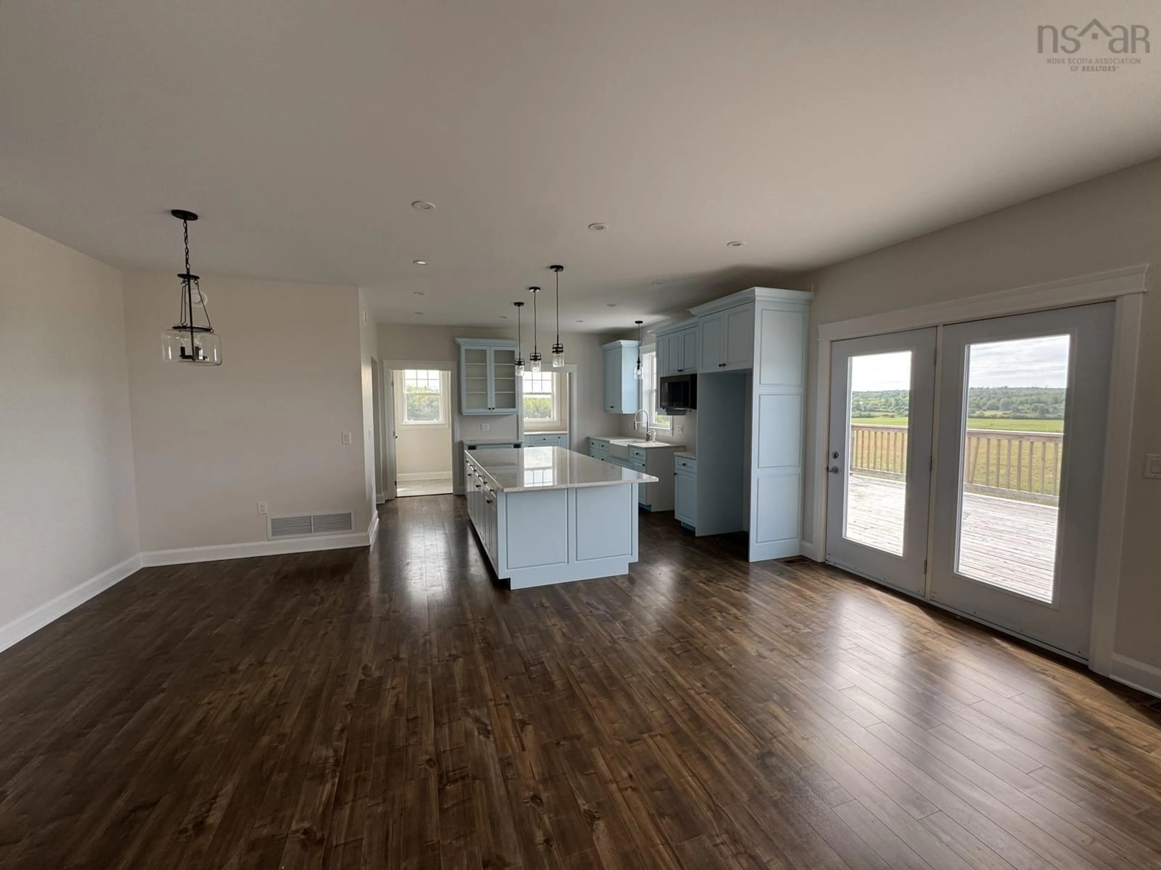 Open concept kitchen, wood/laminate floor for 2192 Brookfield Dean Road- Highway 289 Hwy, Middle Stewiacke Nova Scotia B0N 1C0
