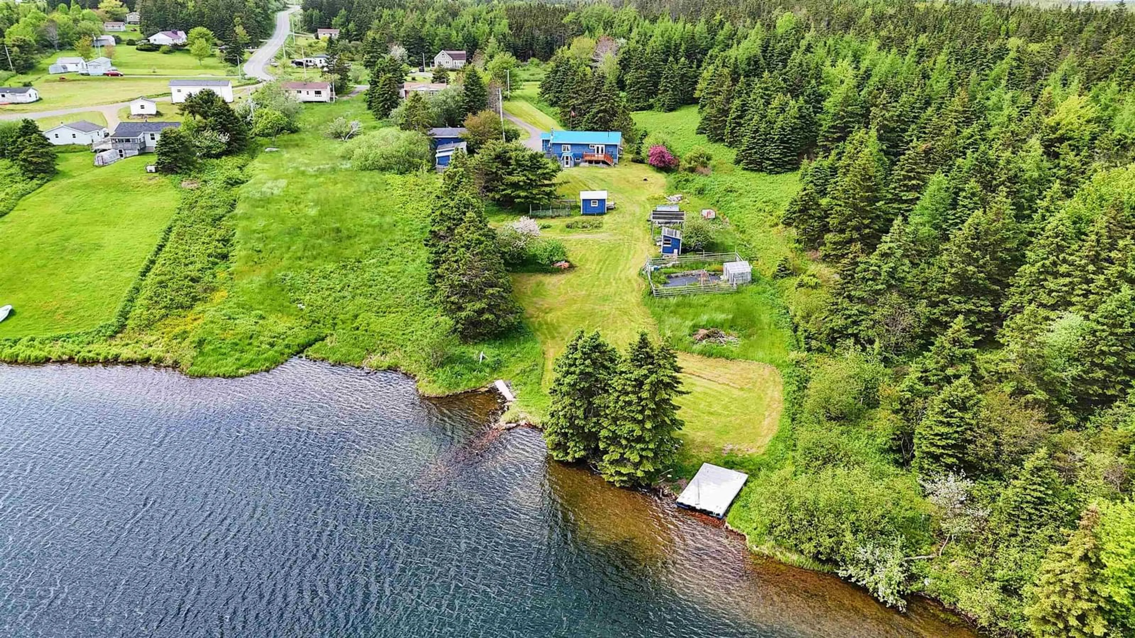 A pic from outside/outdoor area/front of a property/back of a property/a pic from drone, water/lake/river/ocean view for 96 Landry Lane, Sampsonville Nova Scotia B0E 3B0