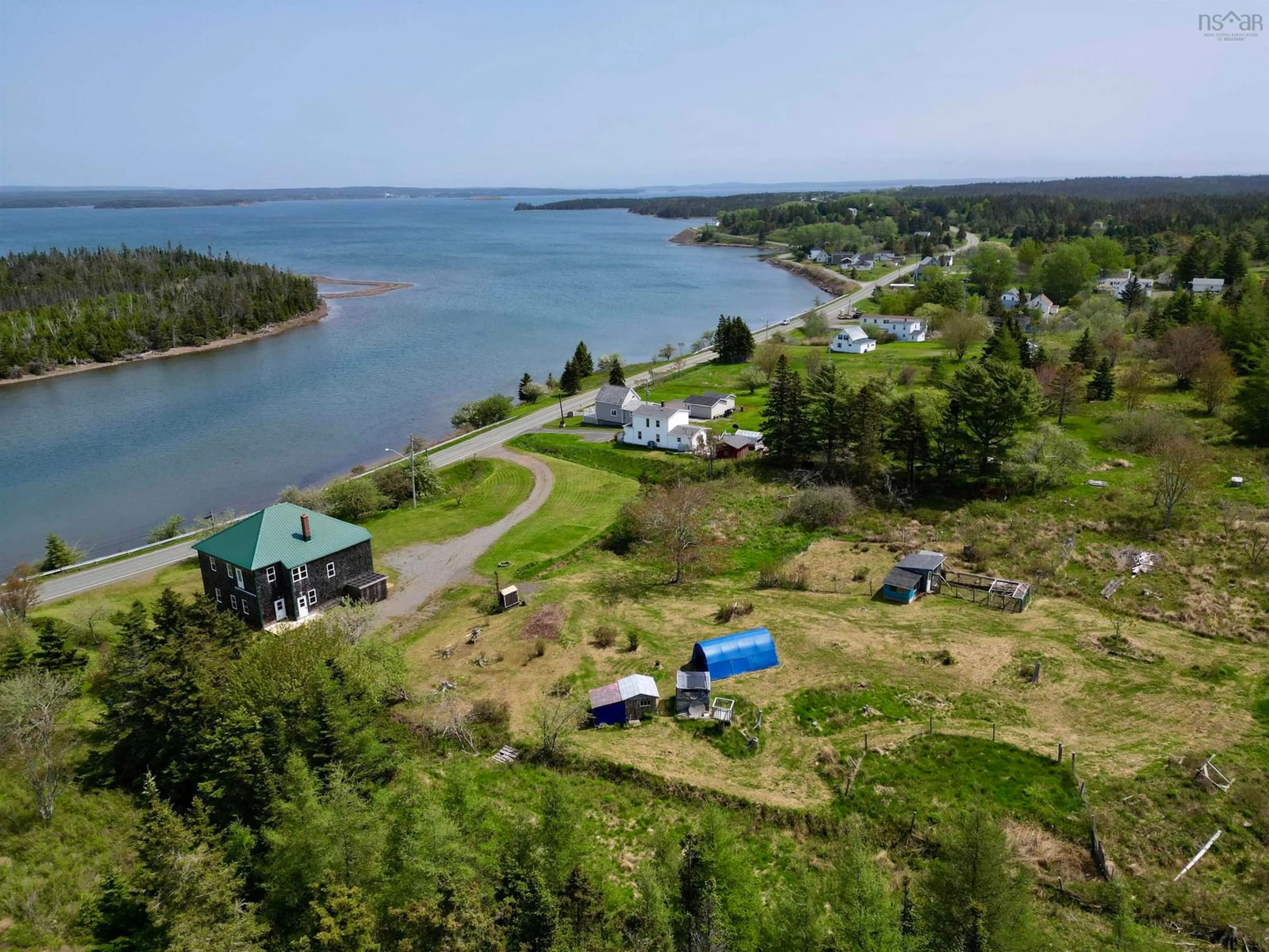 A pic from outside/outdoor area/front of a property/back of a property/a pic from drone, water/lake/river/ocean view for 2714 Highway 320, Poulamon Nova Scotia B0E 1K0