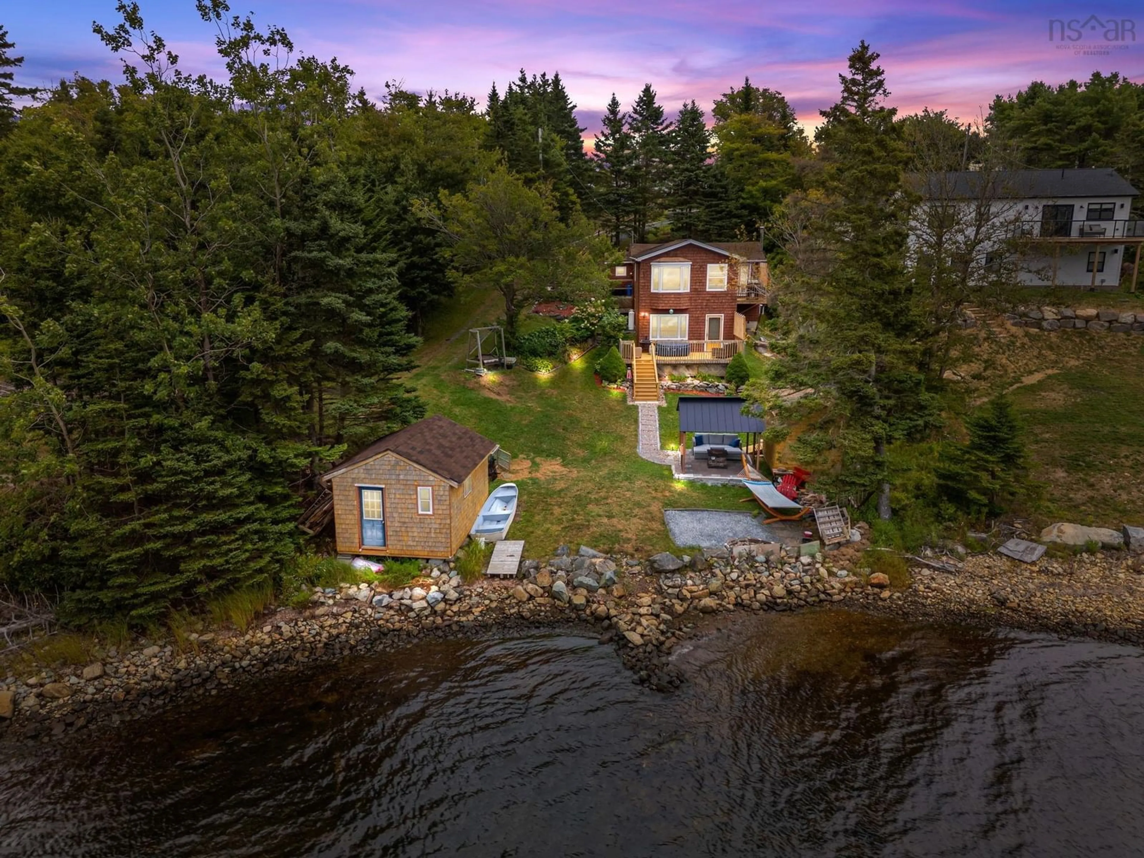 A pic from outside/outdoor area/front of a property/back of a property/a pic from drone, water/lake/river/ocean view for 115 Candy Mountain Rd, Mineville Nova Scotia B2Z 1K4