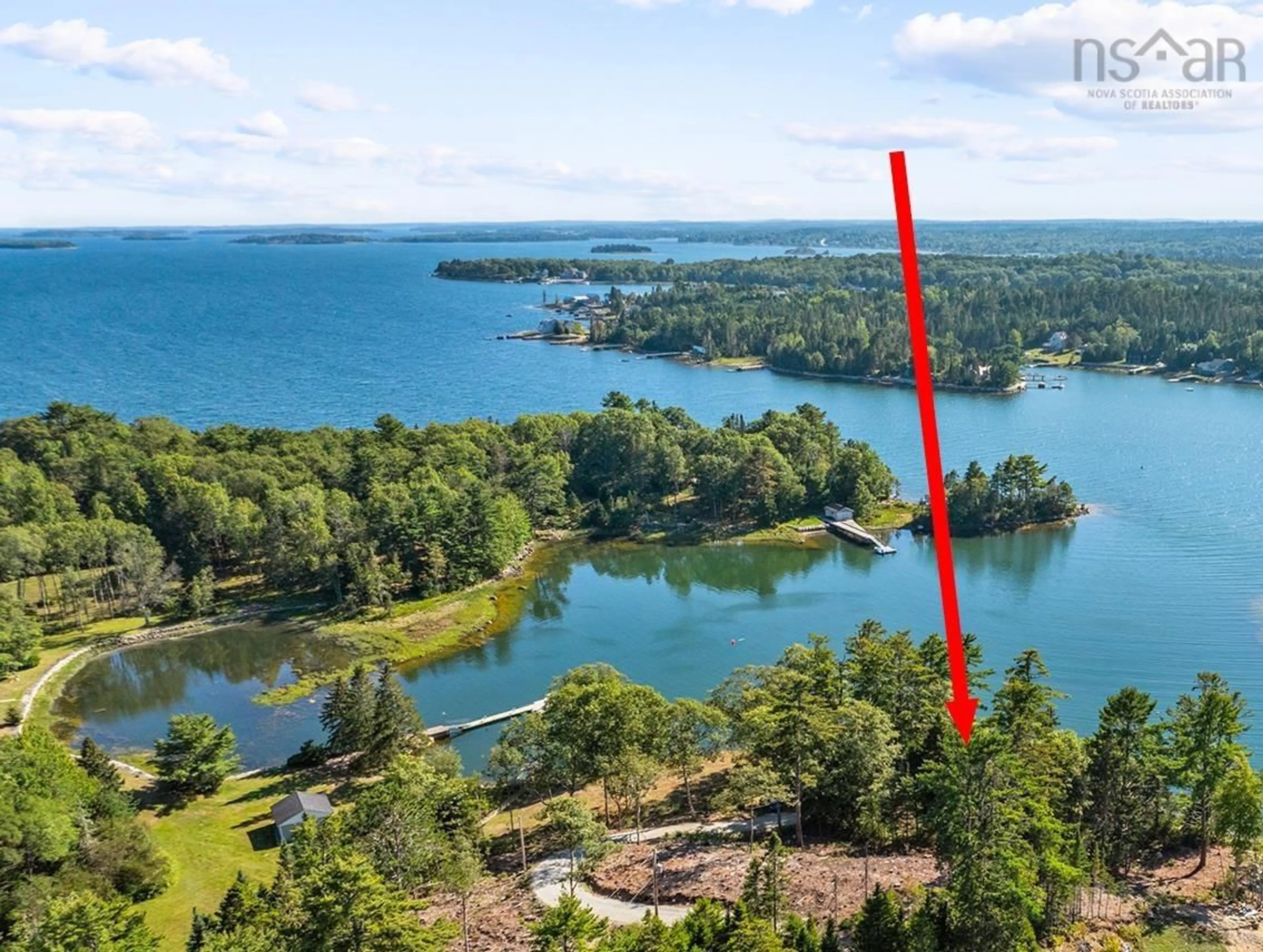 A pic from outside/outdoor area/front of a property/back of a property/a pic from drone, water/lake/river/ocean view for 70 Swallow Cove Spur, Chester Basin Nova Scotia B0J 1K0