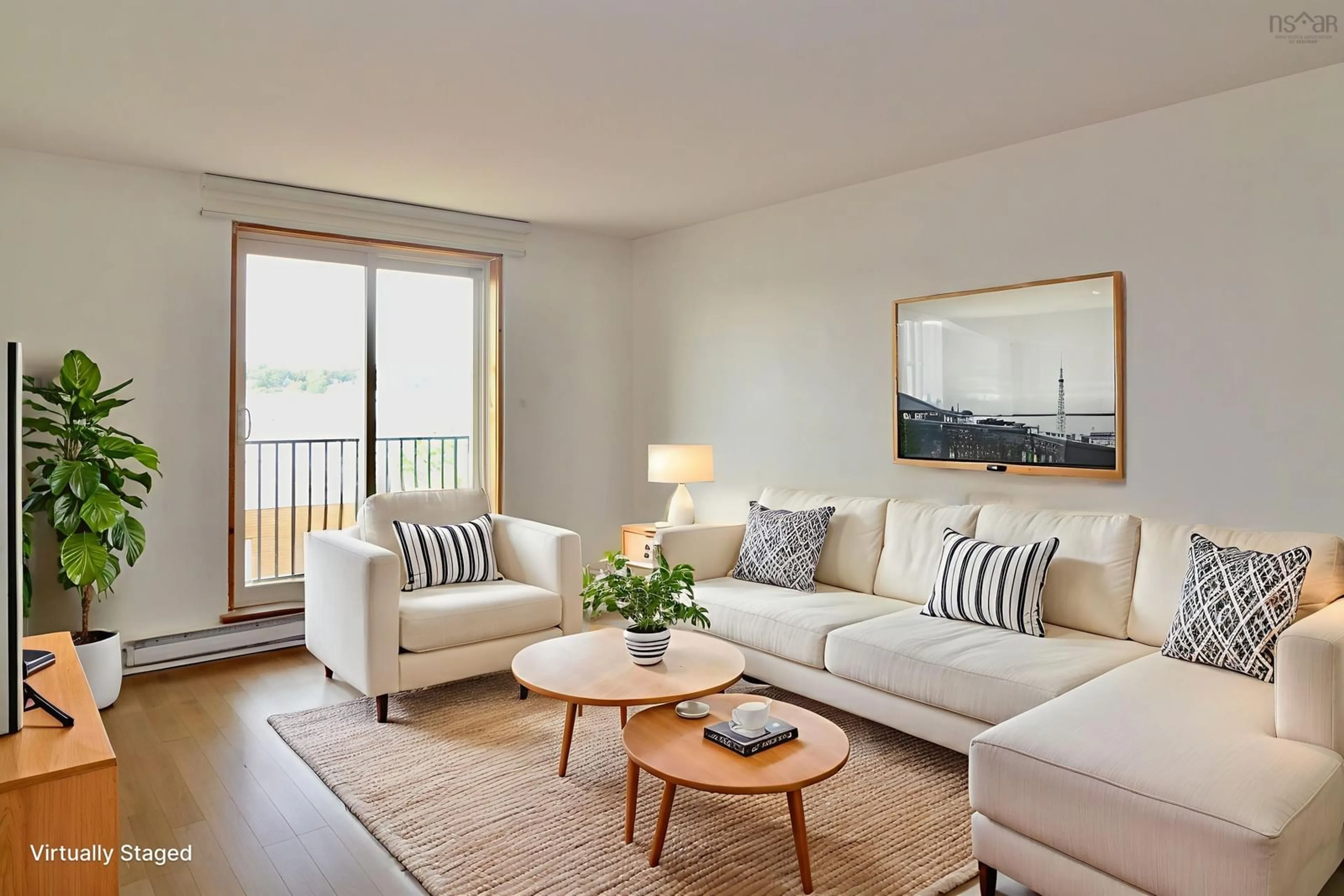 Living room with furniture, wood/laminate floor for 7 Jamieson St #205, Dartmouth Nova Scotia B3A 4L2
