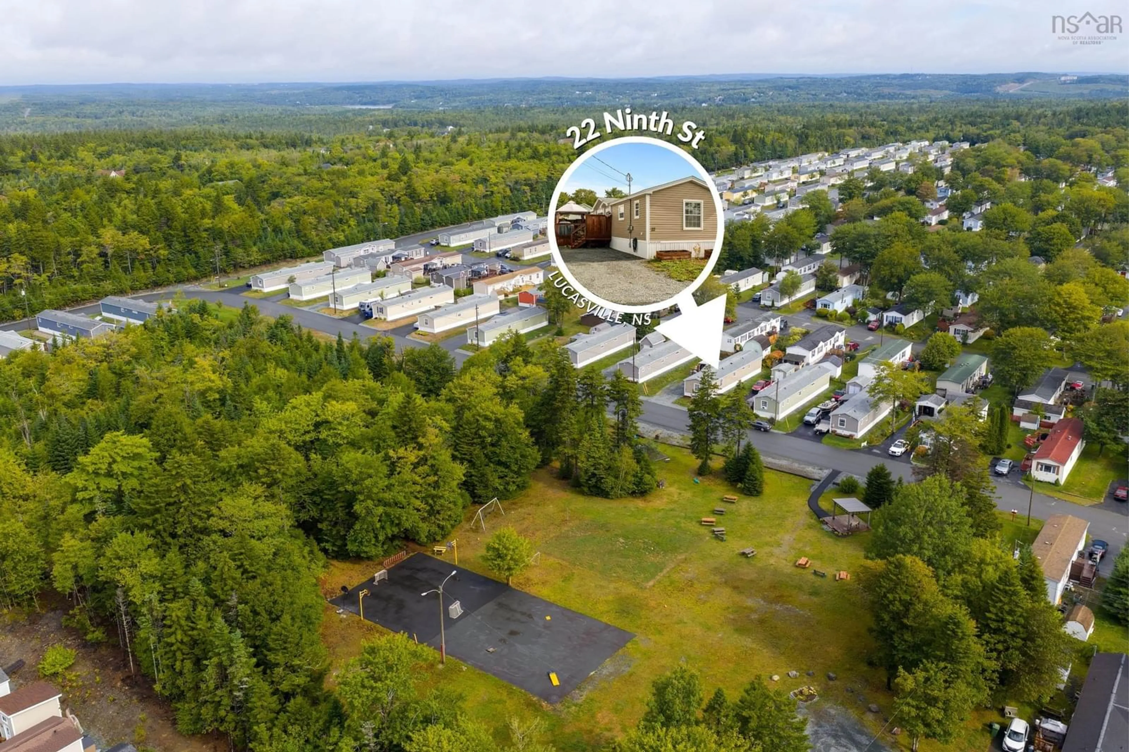 A pic from outside/outdoor area/front of a property/back of a property/a pic from drone, mountain view for 22 Ninth St, Lucasville Nova Scotia B4B 0C9