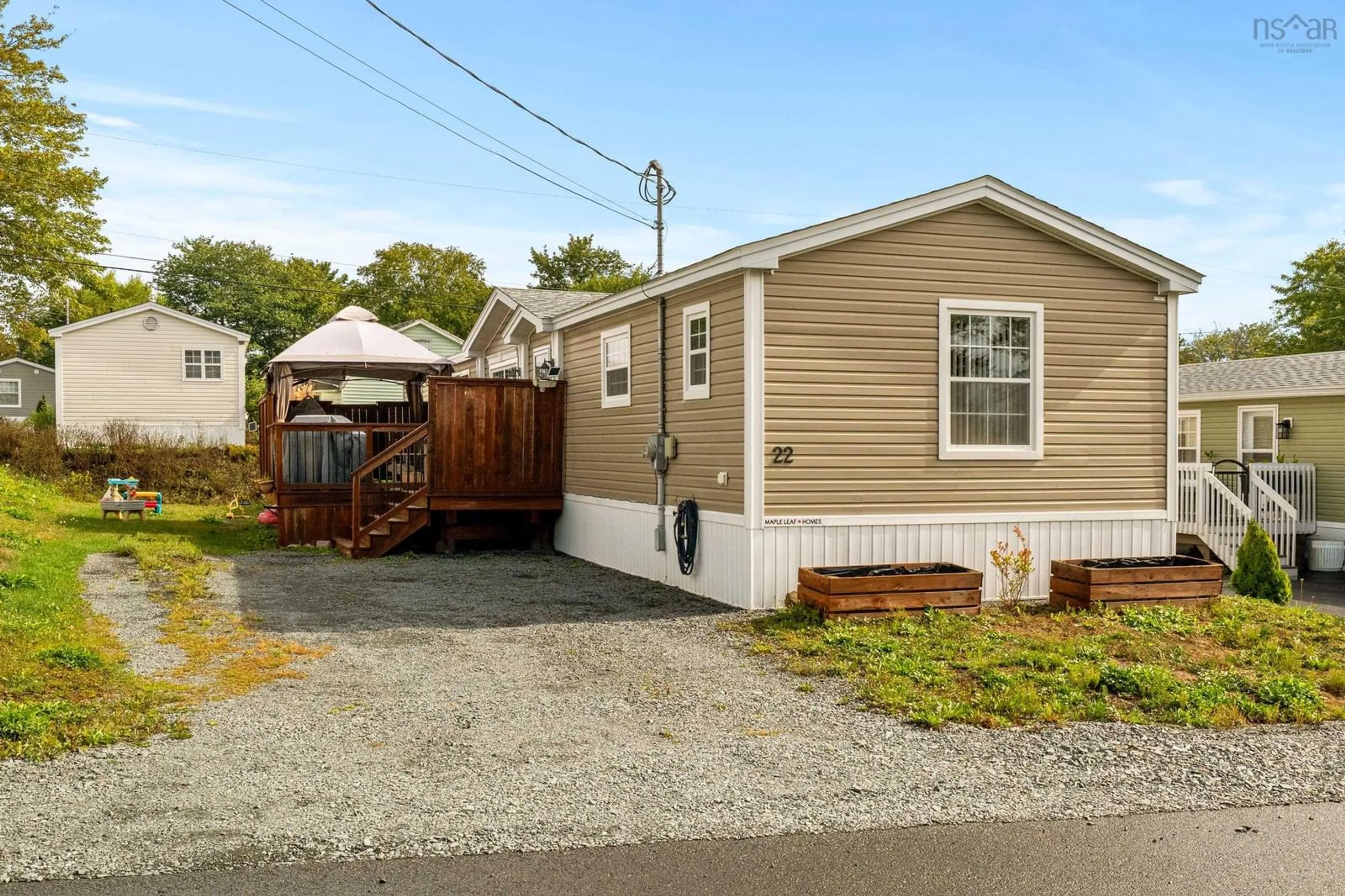 Home with vinyl exterior material, street for 22 Ninth St, Lucasville Nova Scotia B4B 0C9