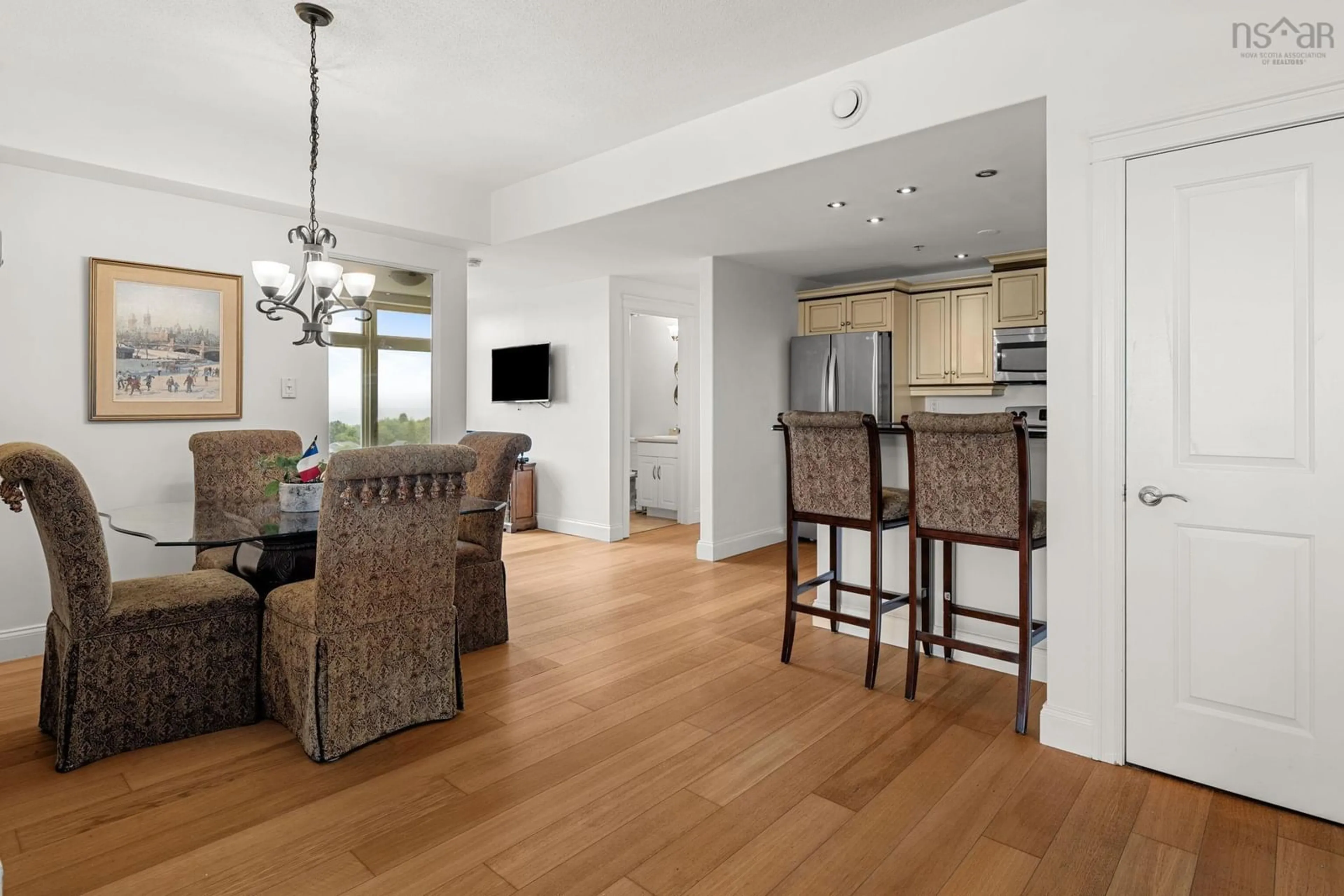 Open concept kitchen, wood/laminate floor for 60 Walter Havill Dr #704, Halifax Nova Scotia B3N 0A9