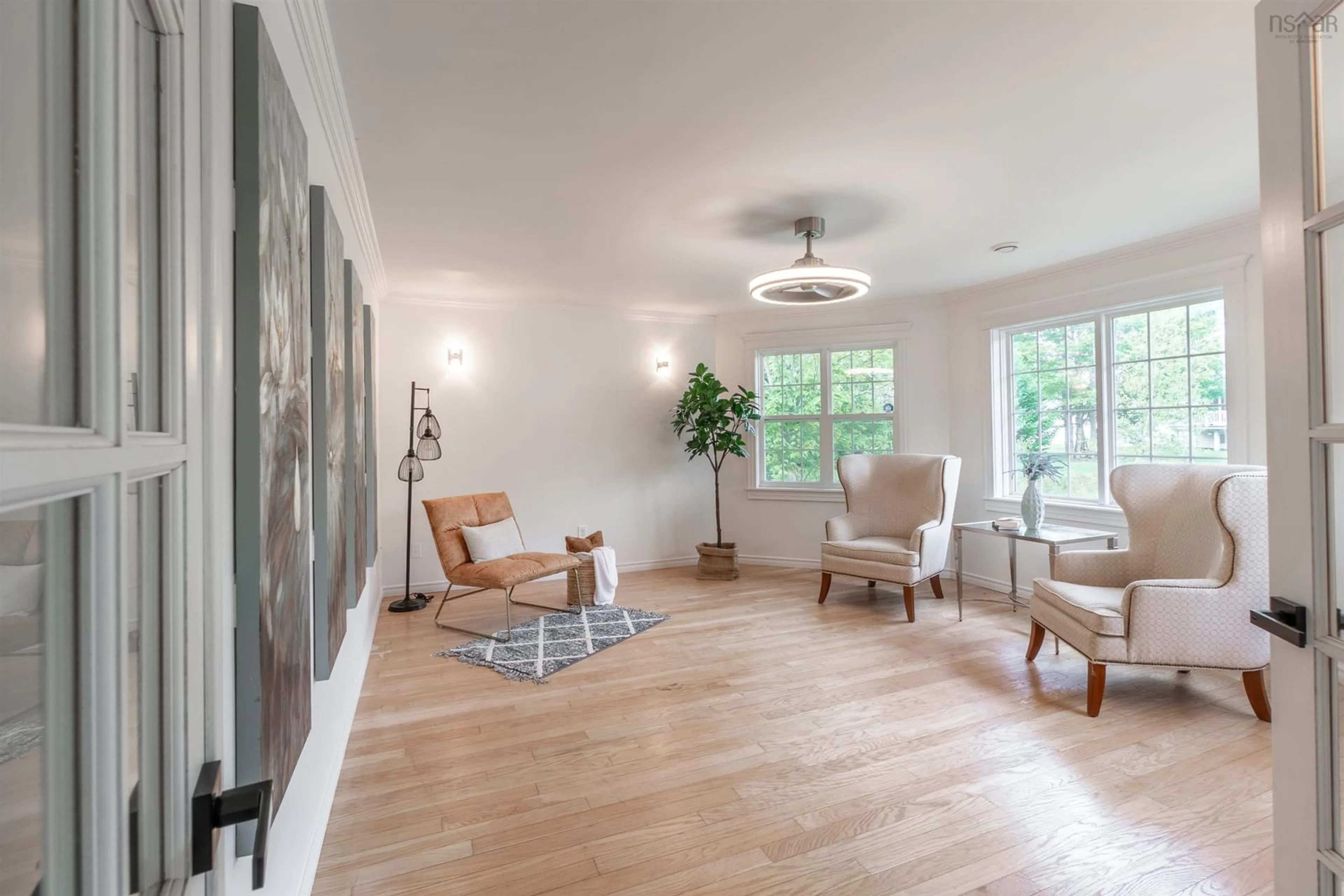 Living room with furniture, wood/laminate floor for 10 Salto Dr, Lucasville Nova Scotia B4B 1R7