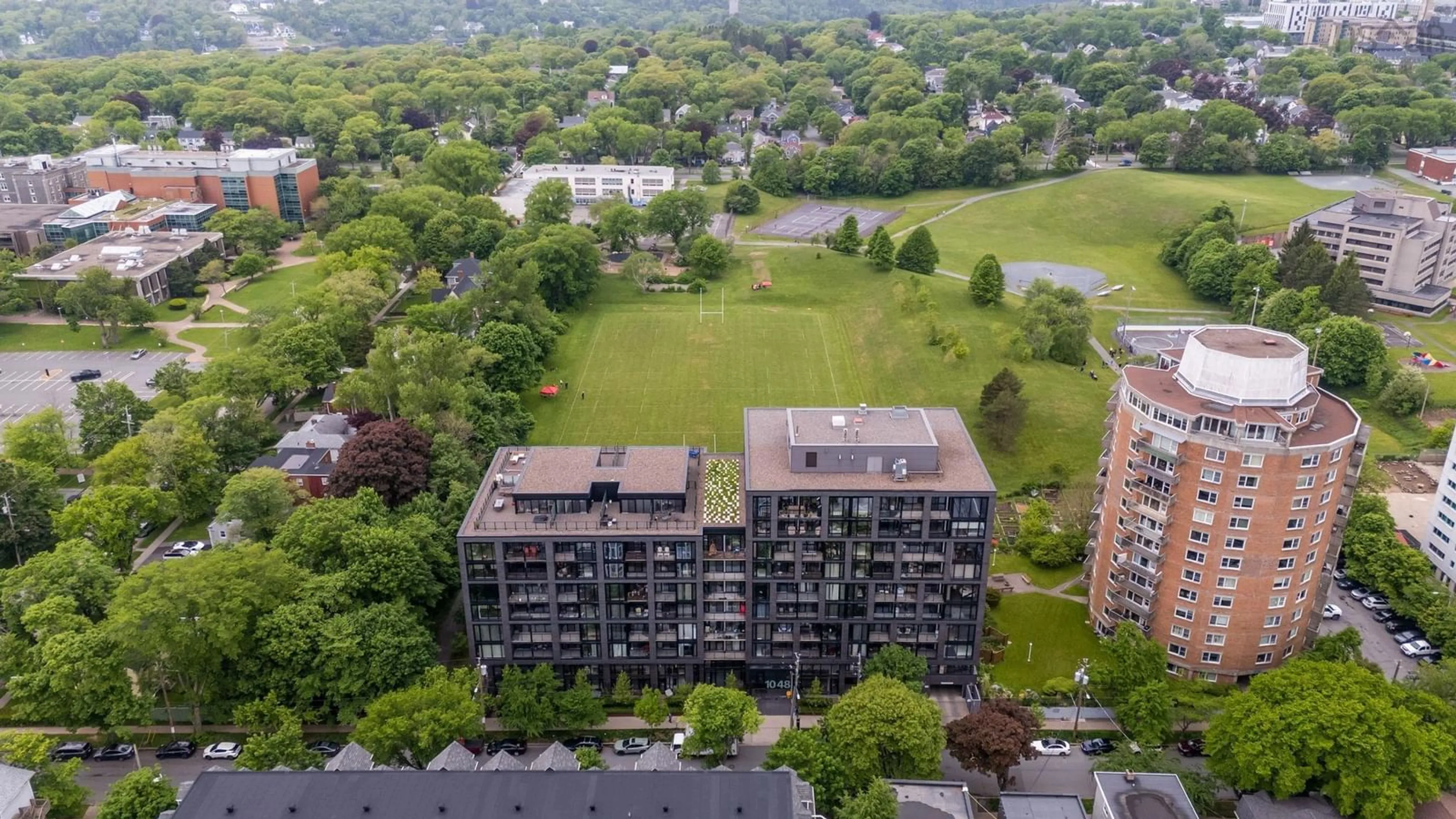 A pic from outside/outdoor area/front of a property/back of a property/a pic from drone, city buildings view from balcony for 1048 Wellington St #614, Halifax Nova Scotia B3H 2Z8