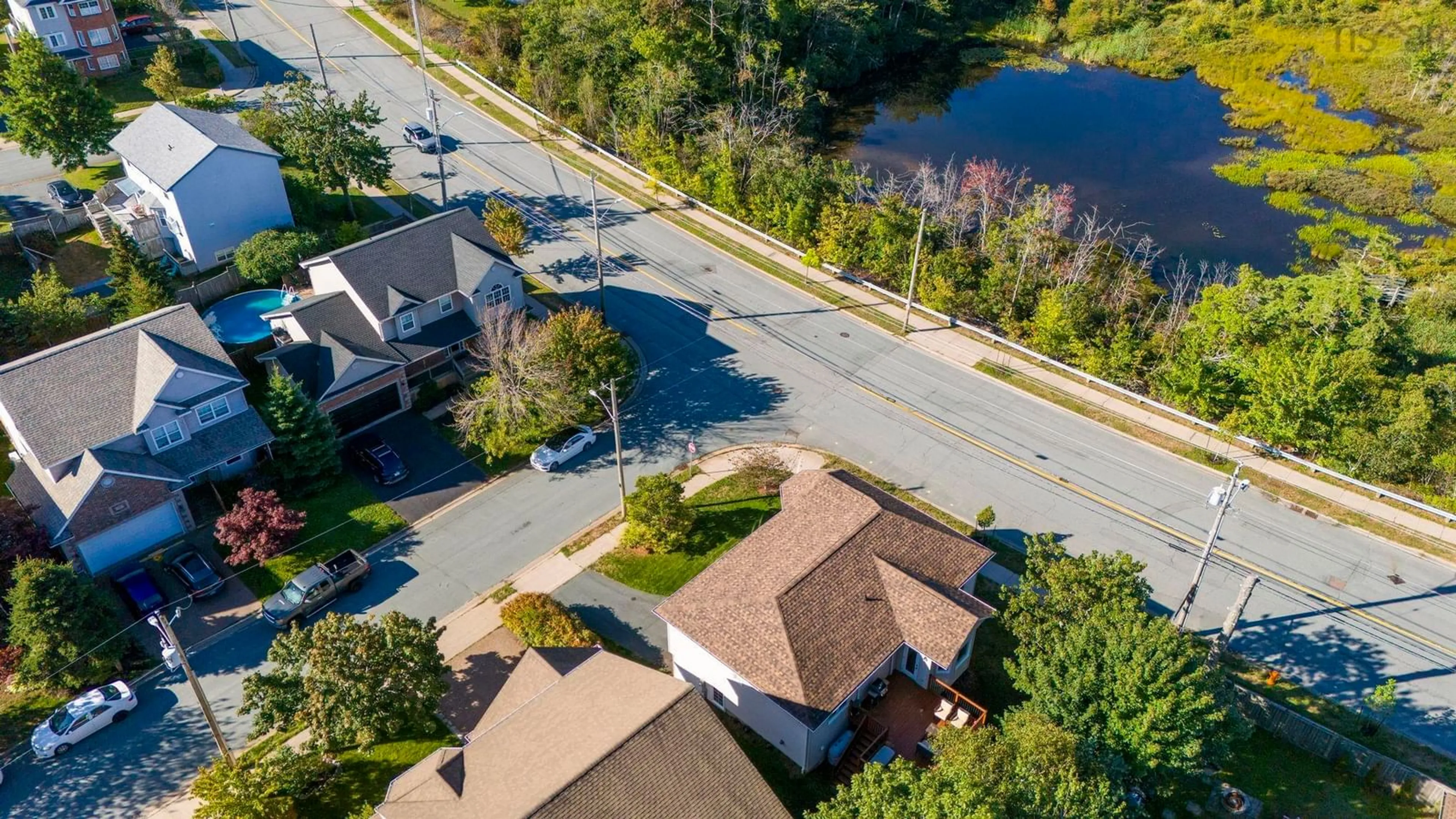 A pic from outside/outdoor area/front of a property/back of a property/a pic from drone, water/lake/river/ocean view for 4 Carlina Crt, Halifax Nova Scotia B3S 1N4