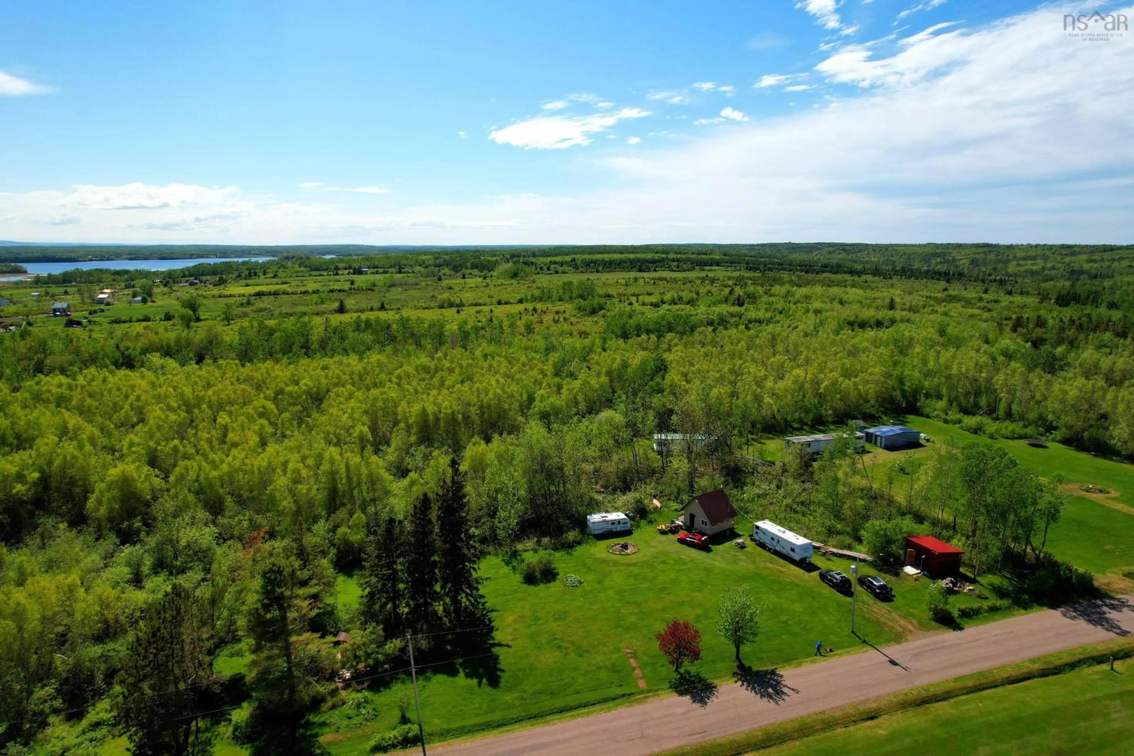 A pic from outside/outdoor area/front of a property/back of a property/a pic from drone, forest/trees view for 87 Purdy Loop, Malagash Centre Nova Scotia B0K 1E0