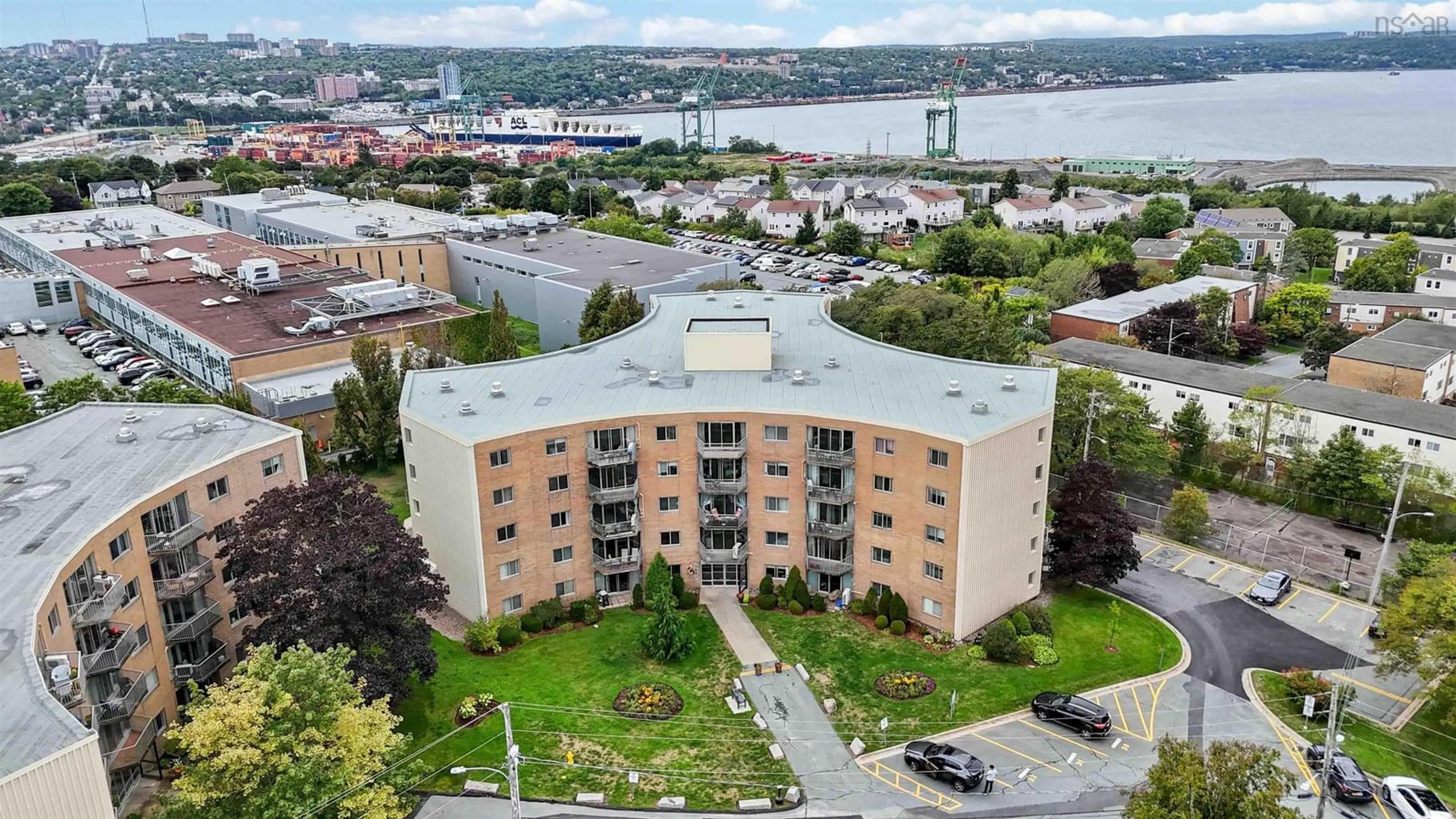 A pic from outside/outdoor area/front of a property/back of a property/a pic from drone, city buildings view from balcony for 5561 Heatherwood Crt #C308, Halifax Peninsula Nova Scotia B3K 5N7