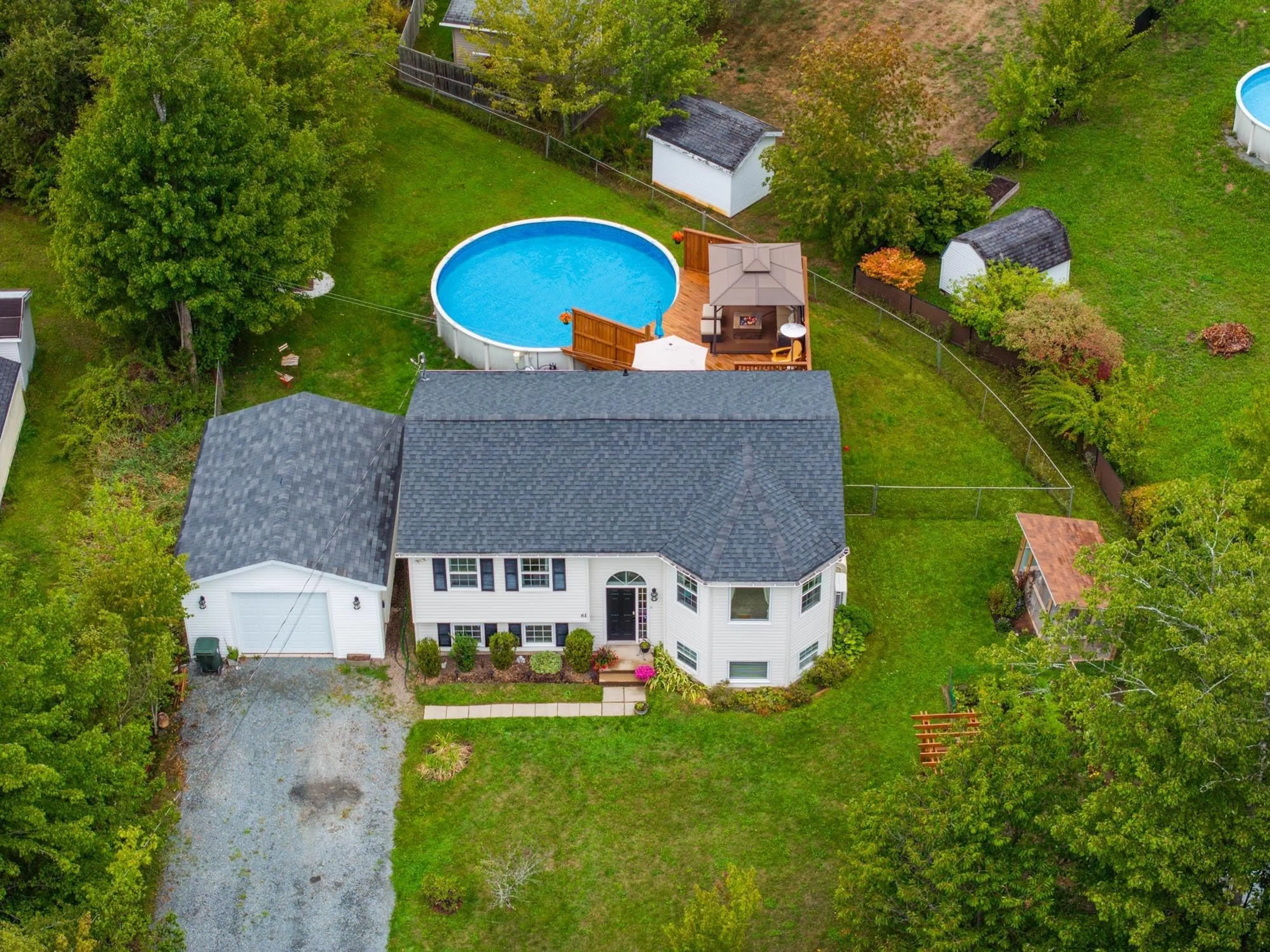 A pic from outside/outdoor area/front of a property/back of a property/a pic from drone, water/lake/river/ocean view for 61 Elmwood Dr, Elmsdale Nova Scotia B2S 1B3