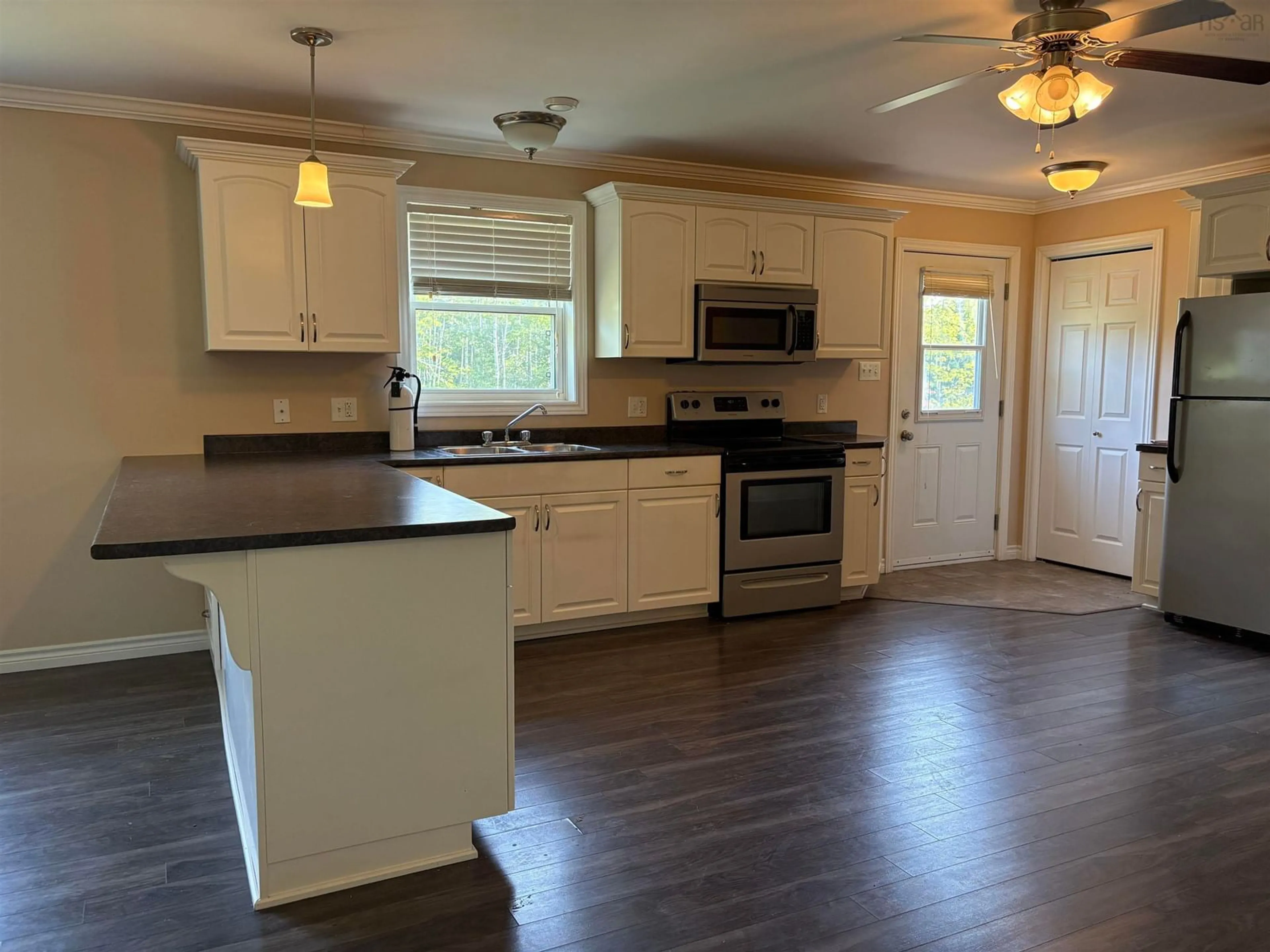 Open concept kitchen, wood/laminate floor for 573 Durham Road, Rogers Hill Nova Scotia B2H 1B1