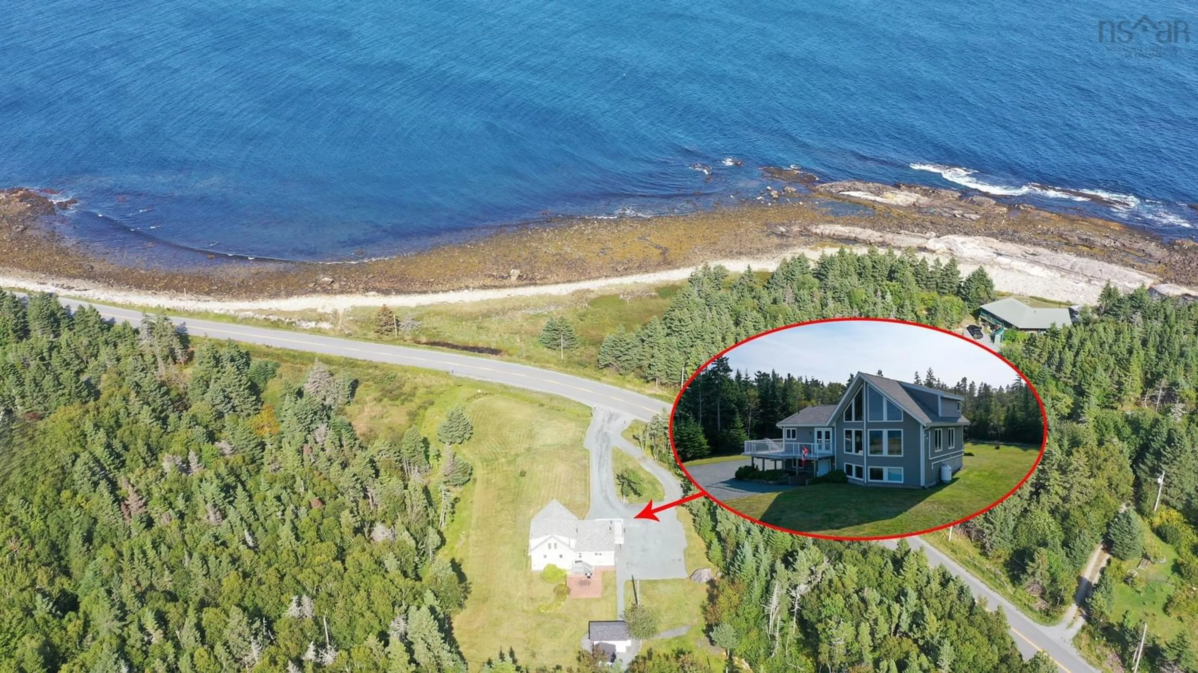 A pic from outside/outdoor area/front of a property/back of a property/a pic from drone, water/lake/river/ocean view for 1228 Rr1 Shore Rd, Western Head Nova Scotia B0T 1K0