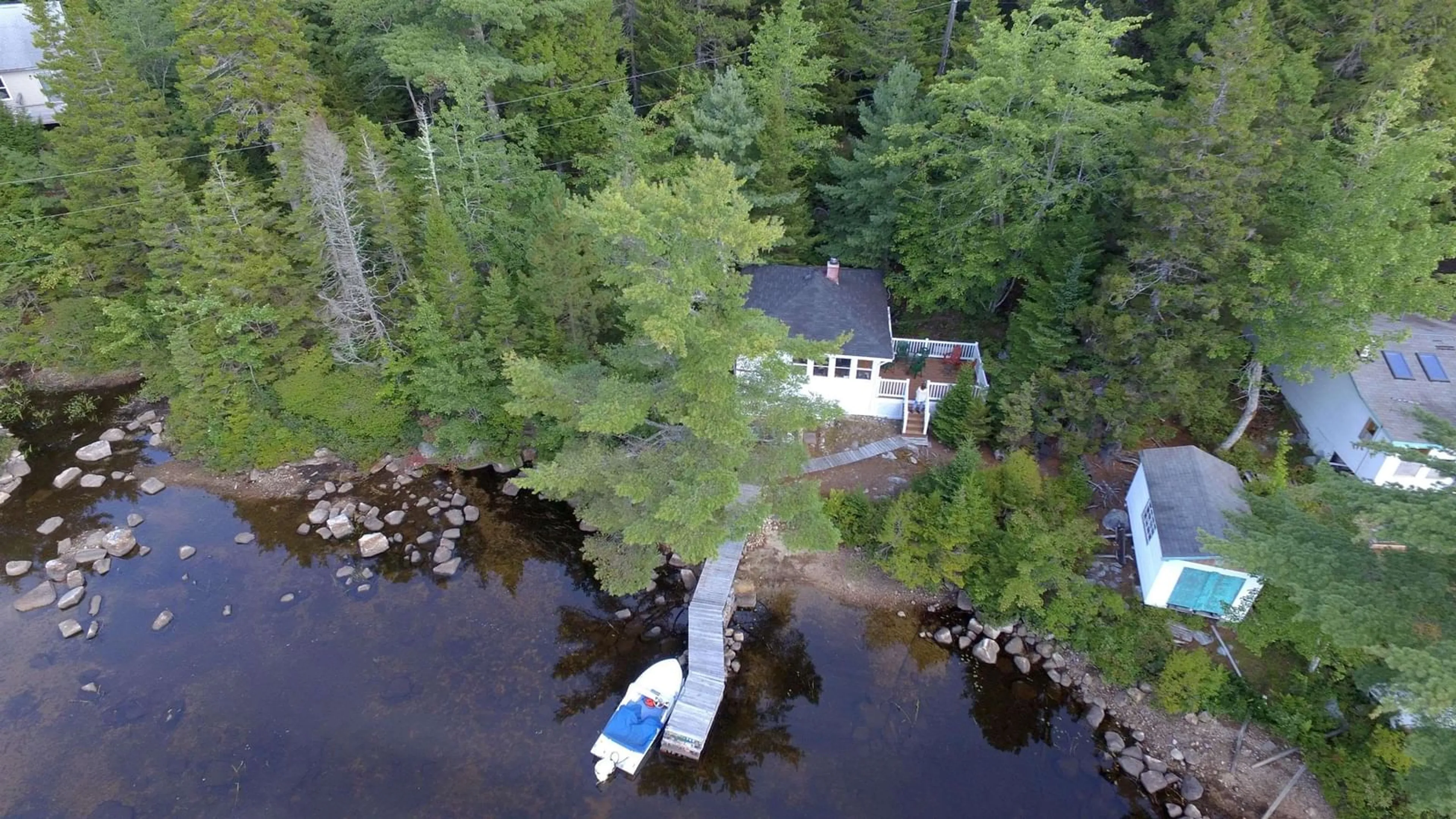 A pic from outside/outdoor area/front of a property/back of a property/a pic from drone, water/lake/river/ocean view for 749 Dauphinees Mill Lake Rd, Hubbards Nova Scotia B0J 1T0