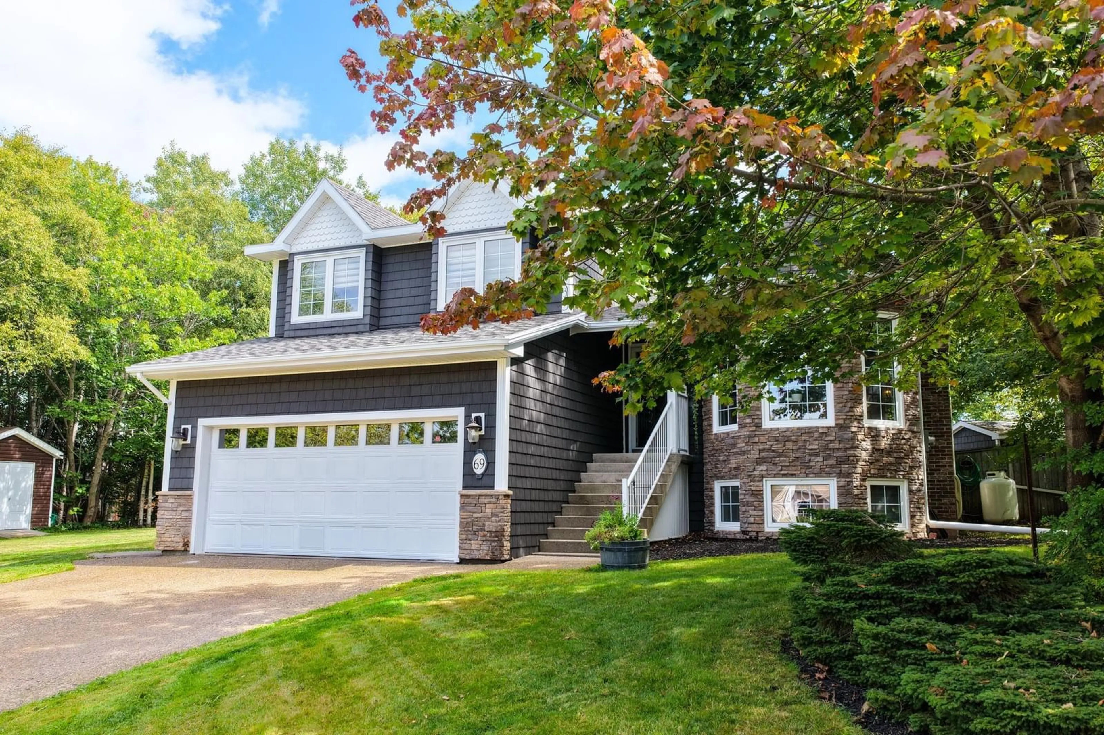 Home with vinyl exterior material, street for 69 Silverwood Dr, Sydney Nova Scotia B1S 2Z9