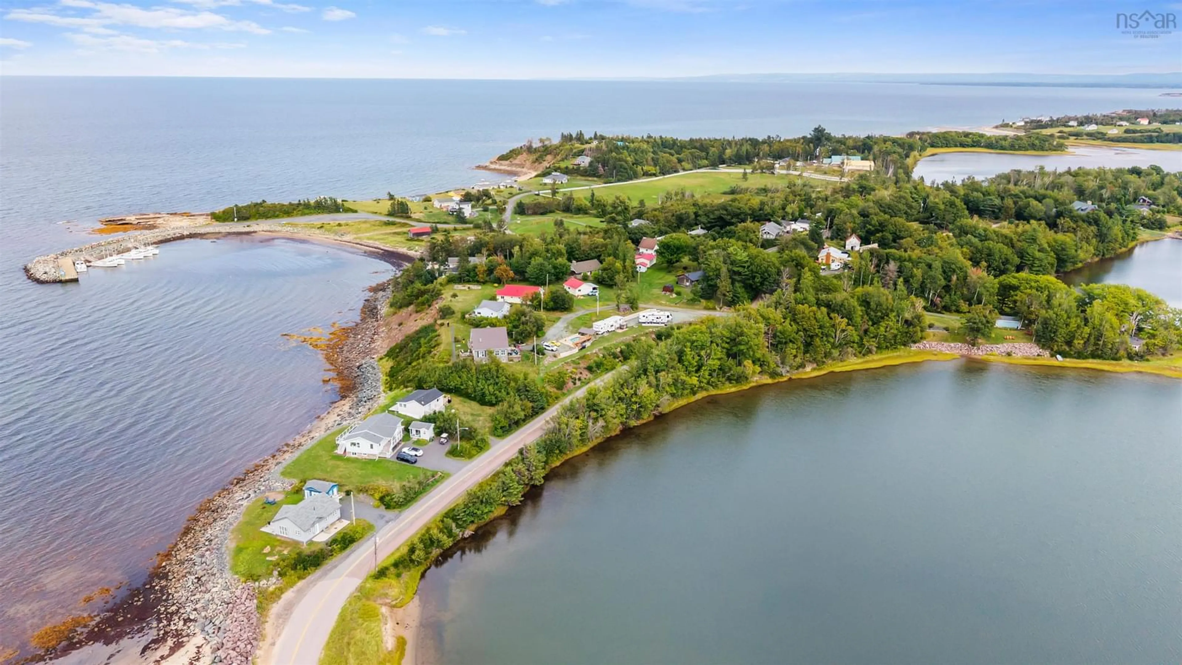 A pic from outside/outdoor area/front of a property/back of a property/a pic from drone, water/lake/river/ocean view for 19 Tutty Dr, Chance Harbour Nova Scotia B0K 1X0